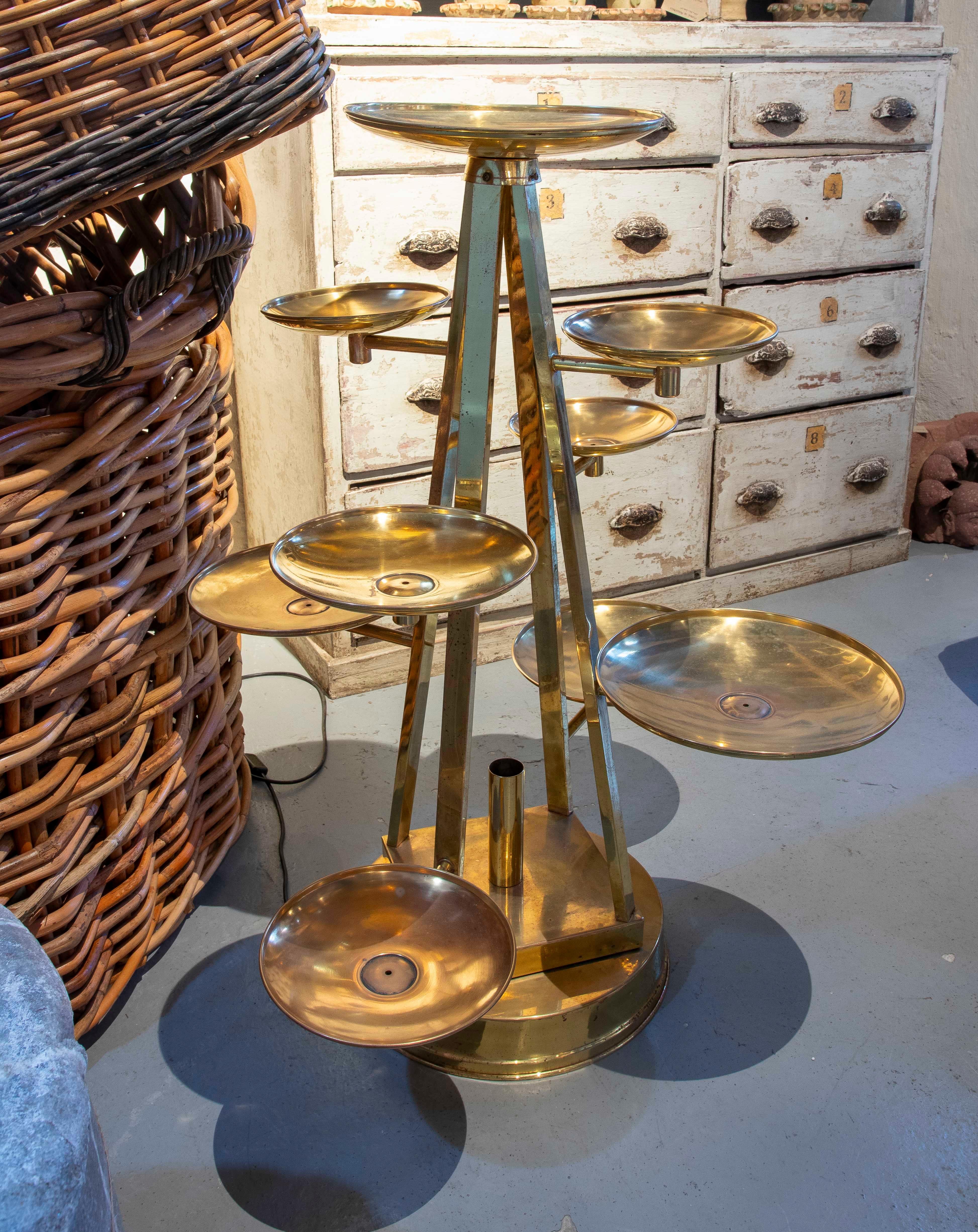 20th Century Brass Stand with Various Arms with Plates at Different Heights for Cakes For Sale