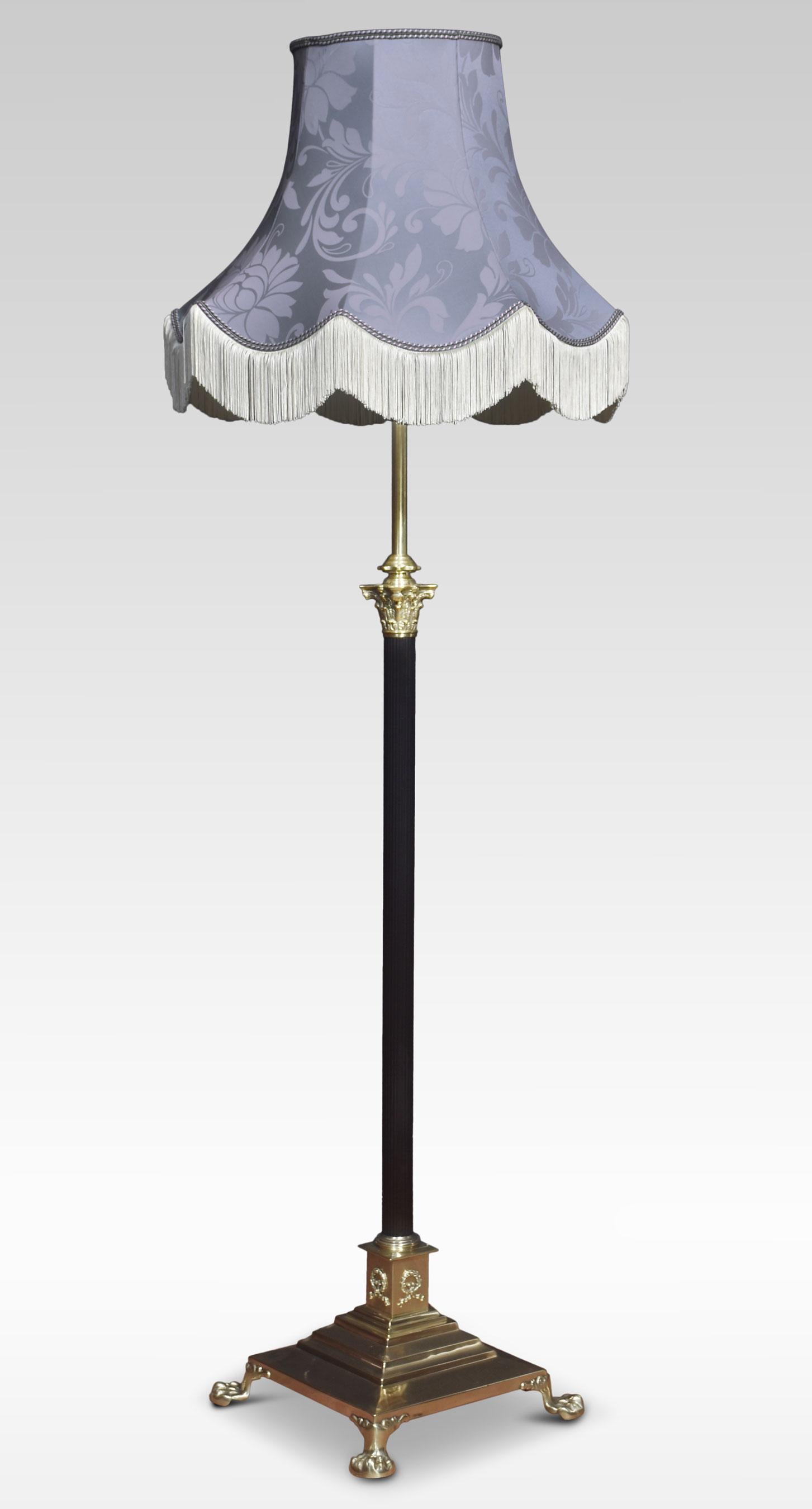 Brass standard lamp For Sale