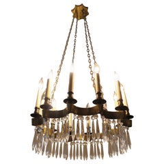 Brass Star and Crystal Chandelier