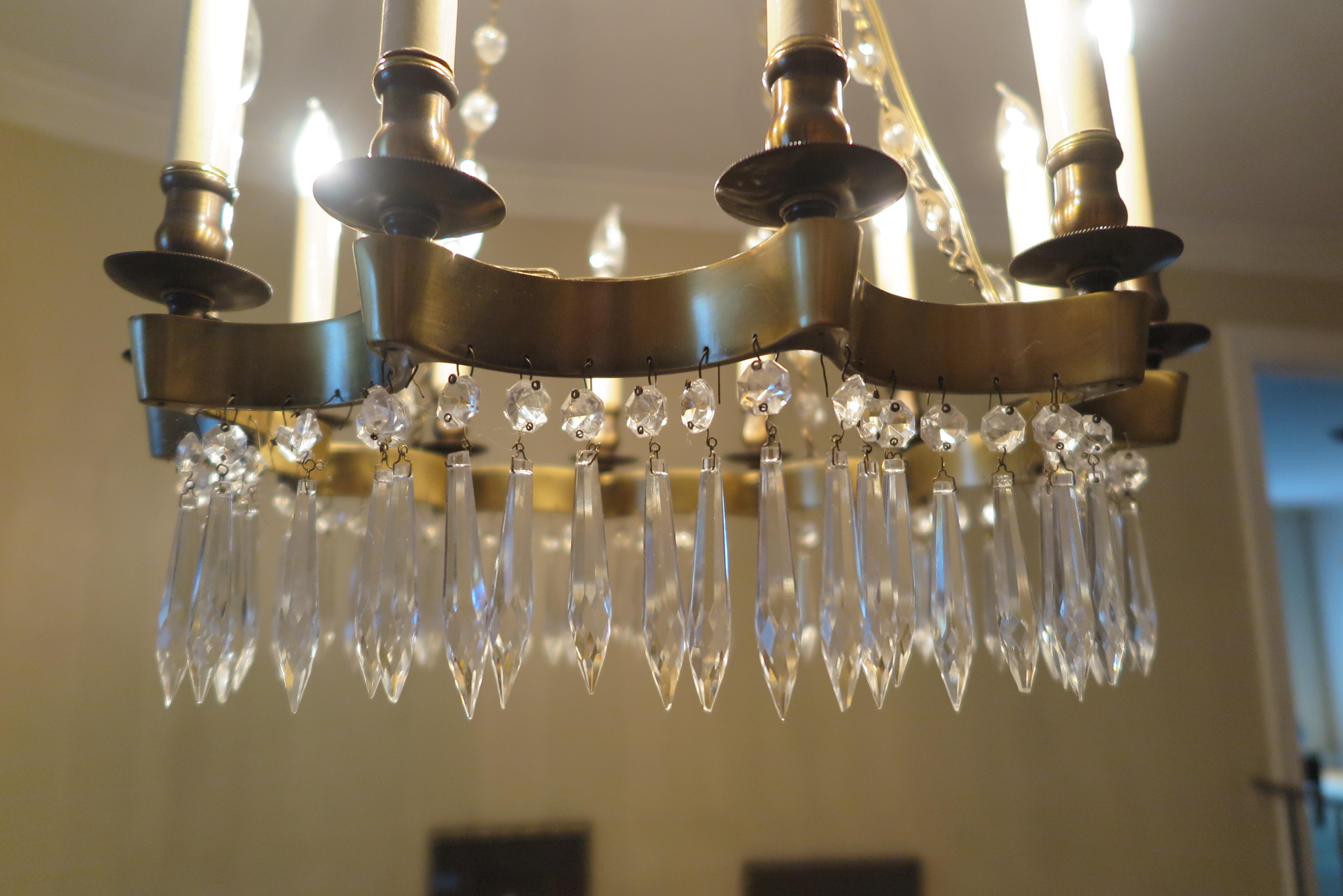 American Brass Star and Crystal Chandelier