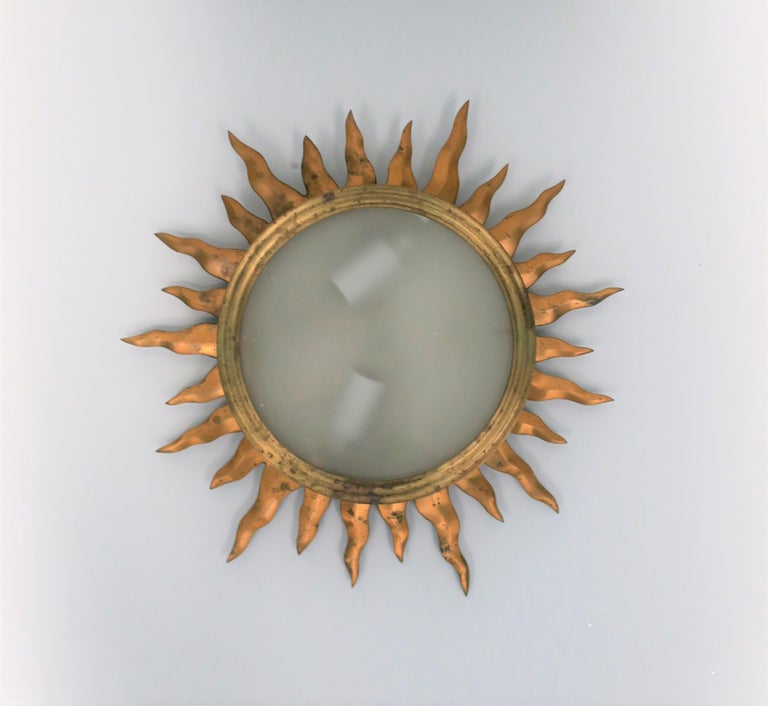 Brass Starburst Flush Mount Ceiling Light
