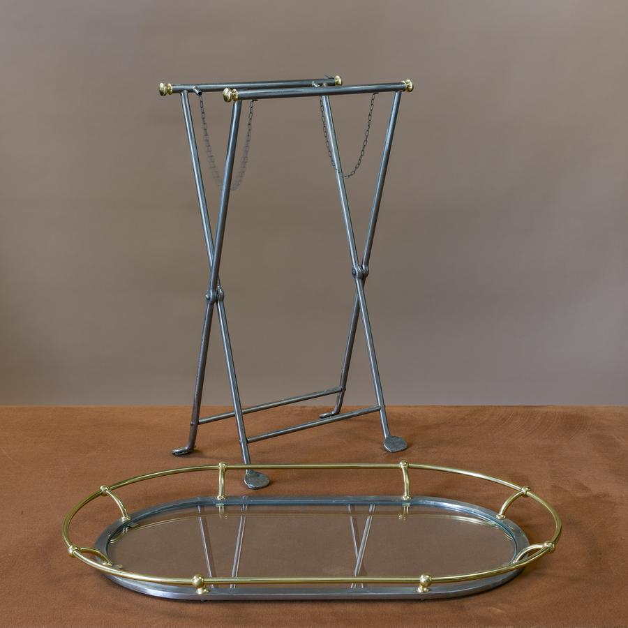 Tabletttisch aus Messing, Stahl und Glas, um 1960 (20. Jahrhundert) im Angebot