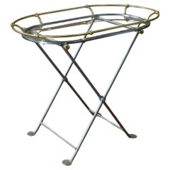Brass, Steel and Glass Tray Table, circa 1960
