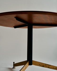 Brass, Steel, and Teak Table by Ignazio Gardella for Azucena, Italy, c. 1950