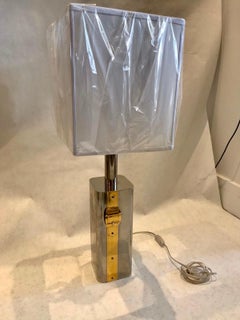 Brass and Steel Belt Buckle Style Italian Table Lamp