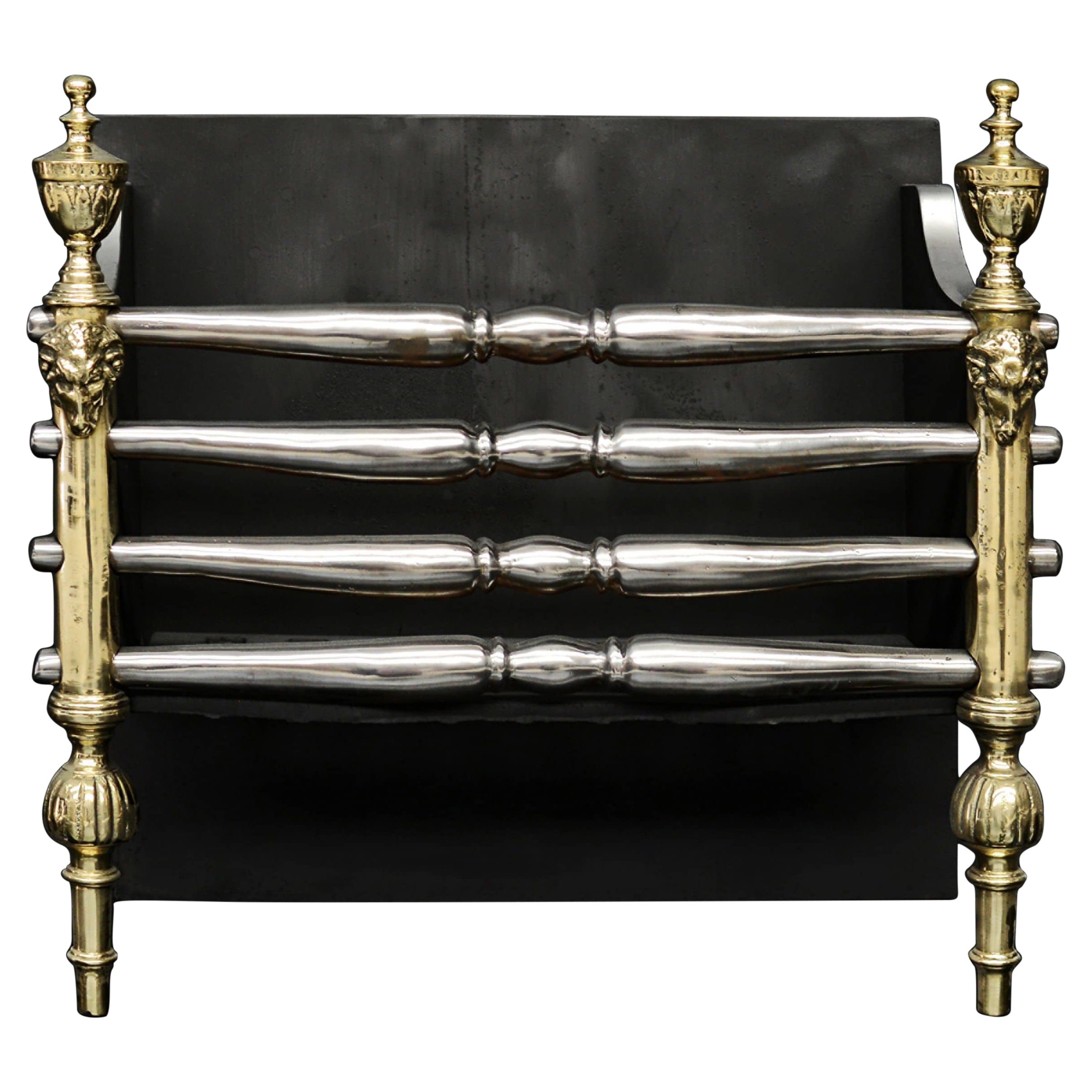 Portafiamma in ottone e acciaio in stile Regency