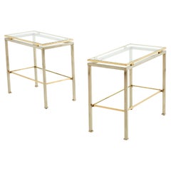Brass Steel Two-Tier End Tables by Guy Lefevre for Maison Jansen, 1970s