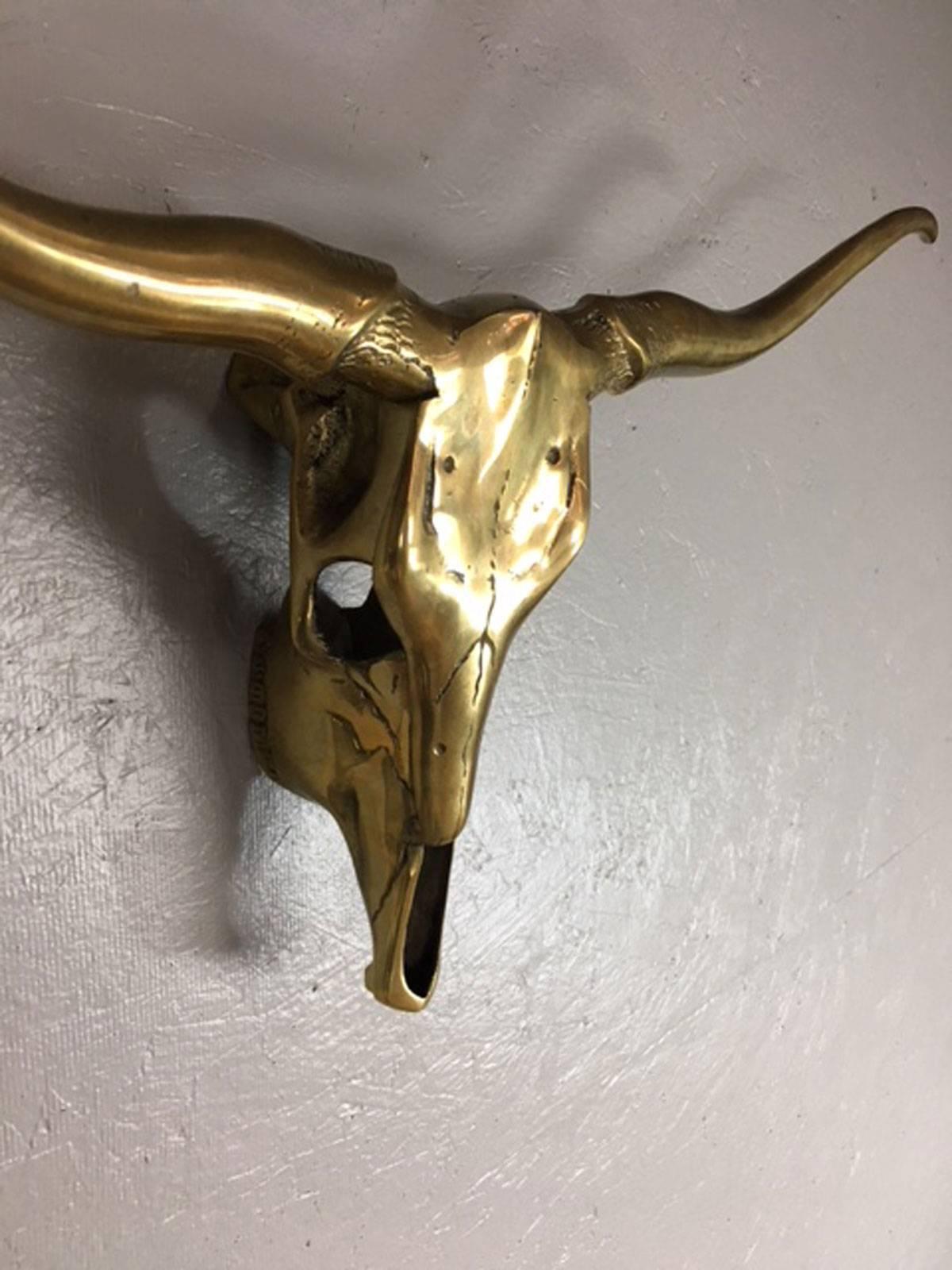 Other Brass Steer Head Skull Wall Sculpture  For Sale