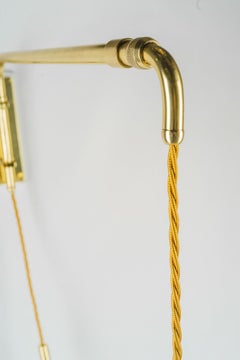 Brass stem Extendable and cable height adjustable art deco wall lamp 1920s