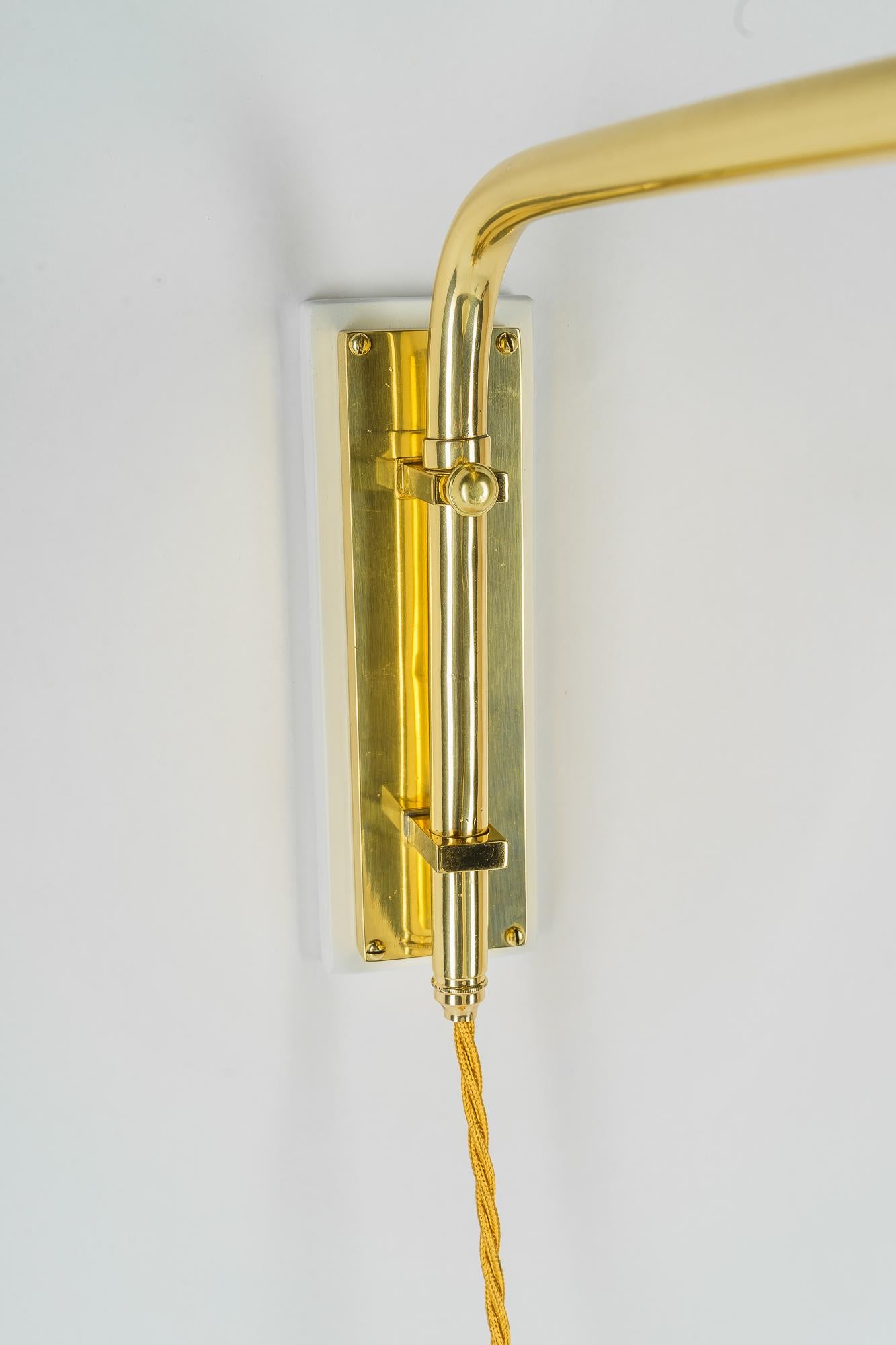 Art Deco Brass stem Extendable and cable height adjustable art deco wall lamp 1920s For Sale