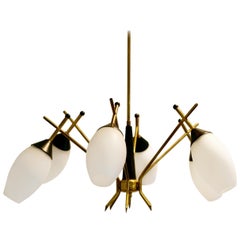 Brass Stilnovo Chandelier