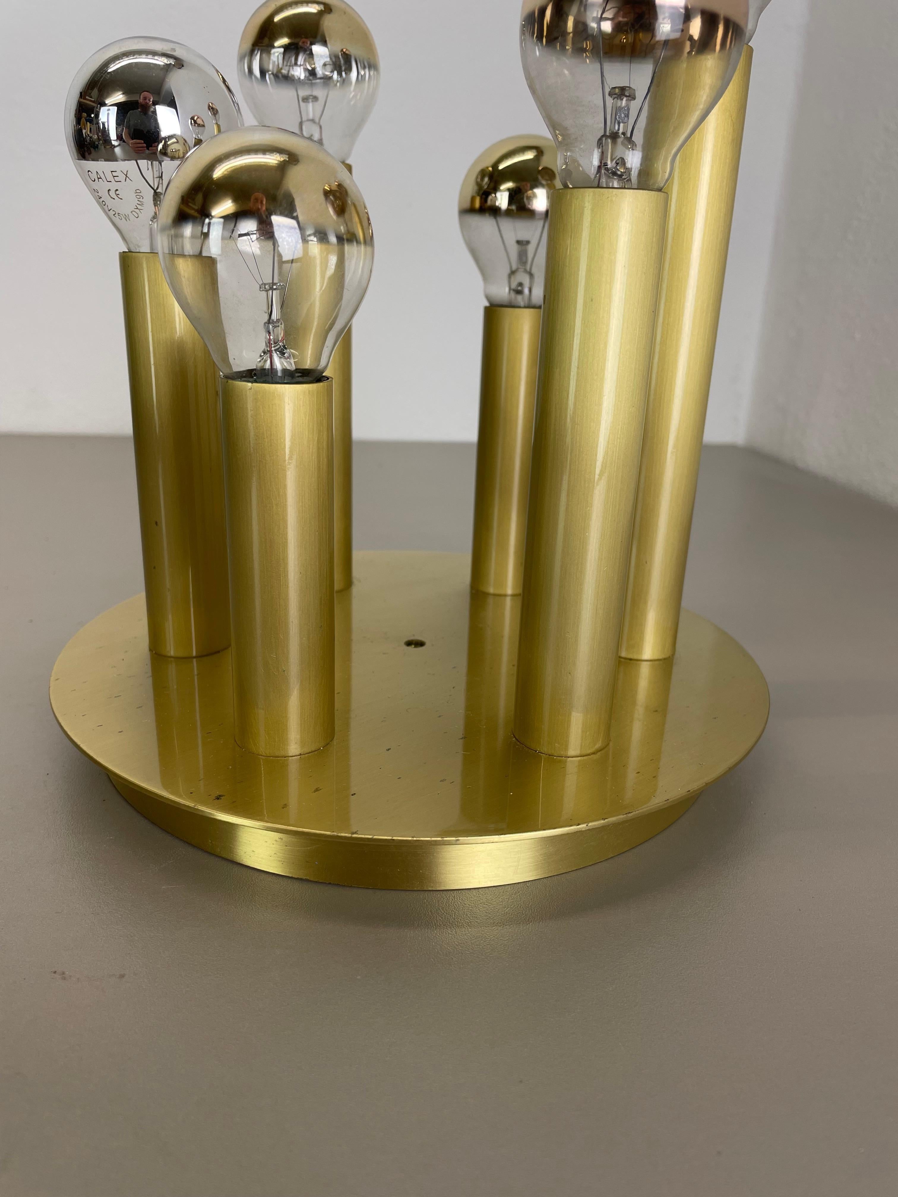 Brass Stilnovo Style Atomic Space Age Tube Ceiling Light Sconces, Italy, 1970 For Sale 3