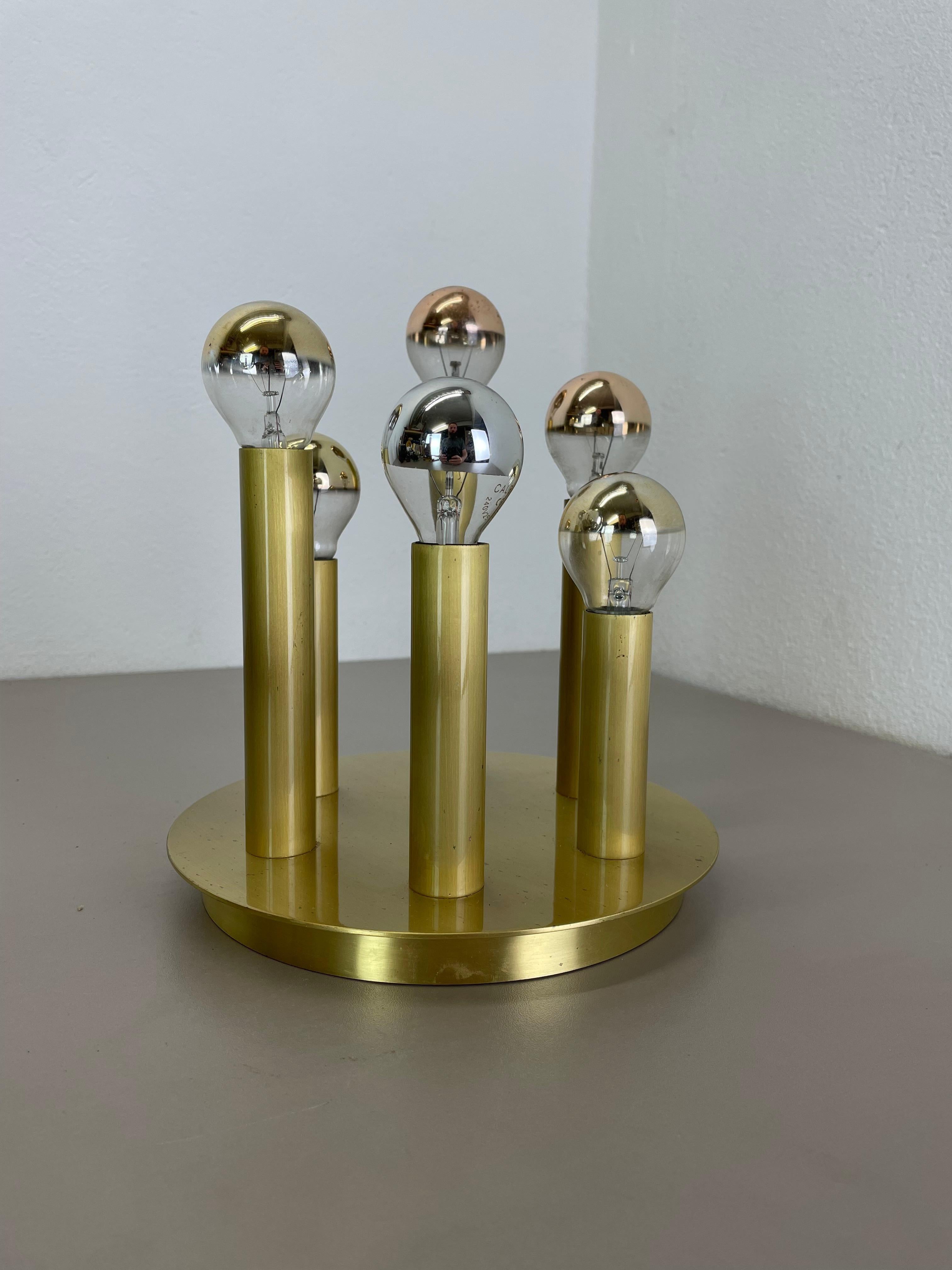 Italian Brass Stilnovo Style Atomic Space Age Tube Ceiling Light Sconces, Italy, 1970 For Sale