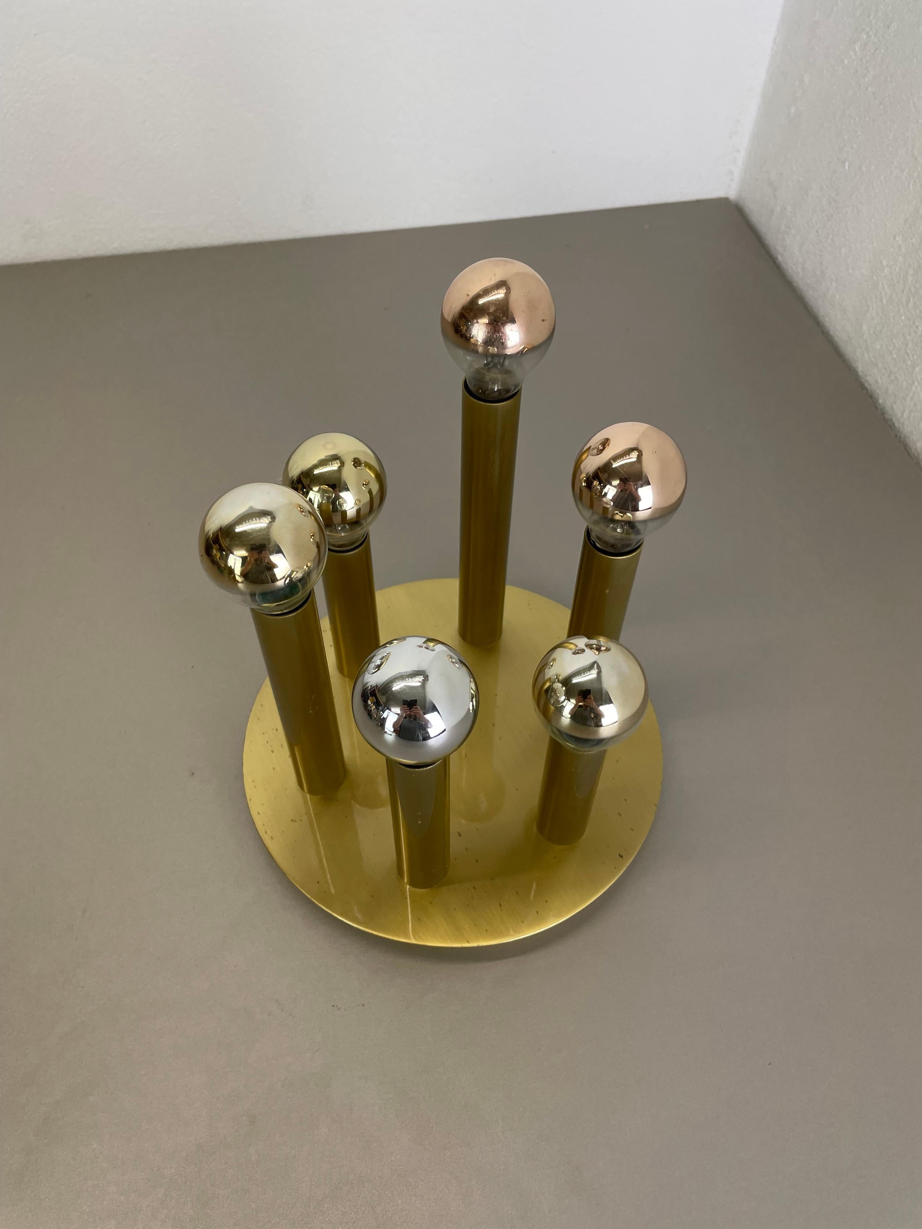 Brass Stilnovo Style Atomic Space Age Tube Ceiling Light Sconces, Italy, 1970 In Good Condition For Sale In Kirchlengern, DE