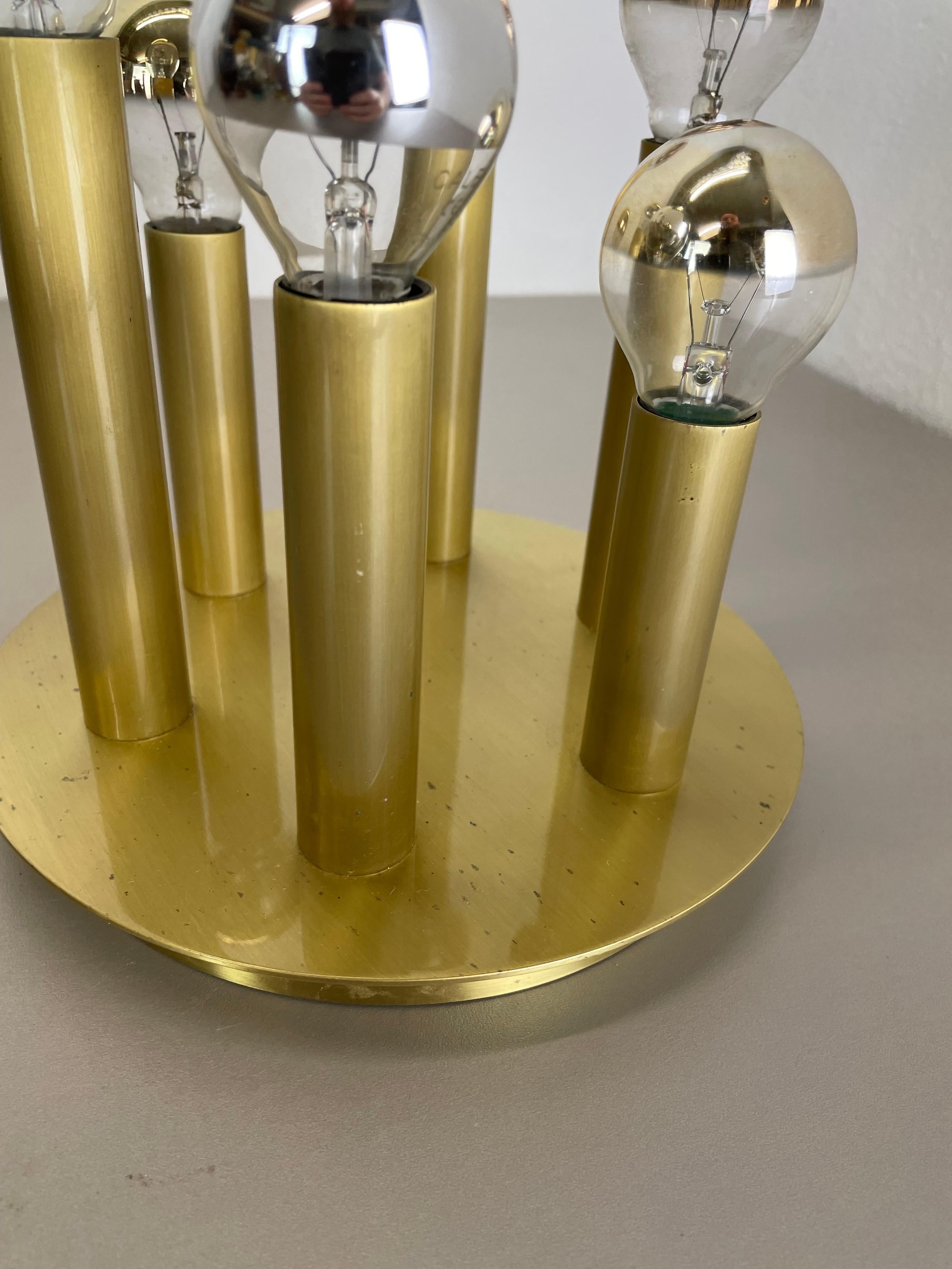 Brass Stilnovo Style Atomic Space Age Tube Ceiling Light Sconces, Italy, 1970 For Sale 2