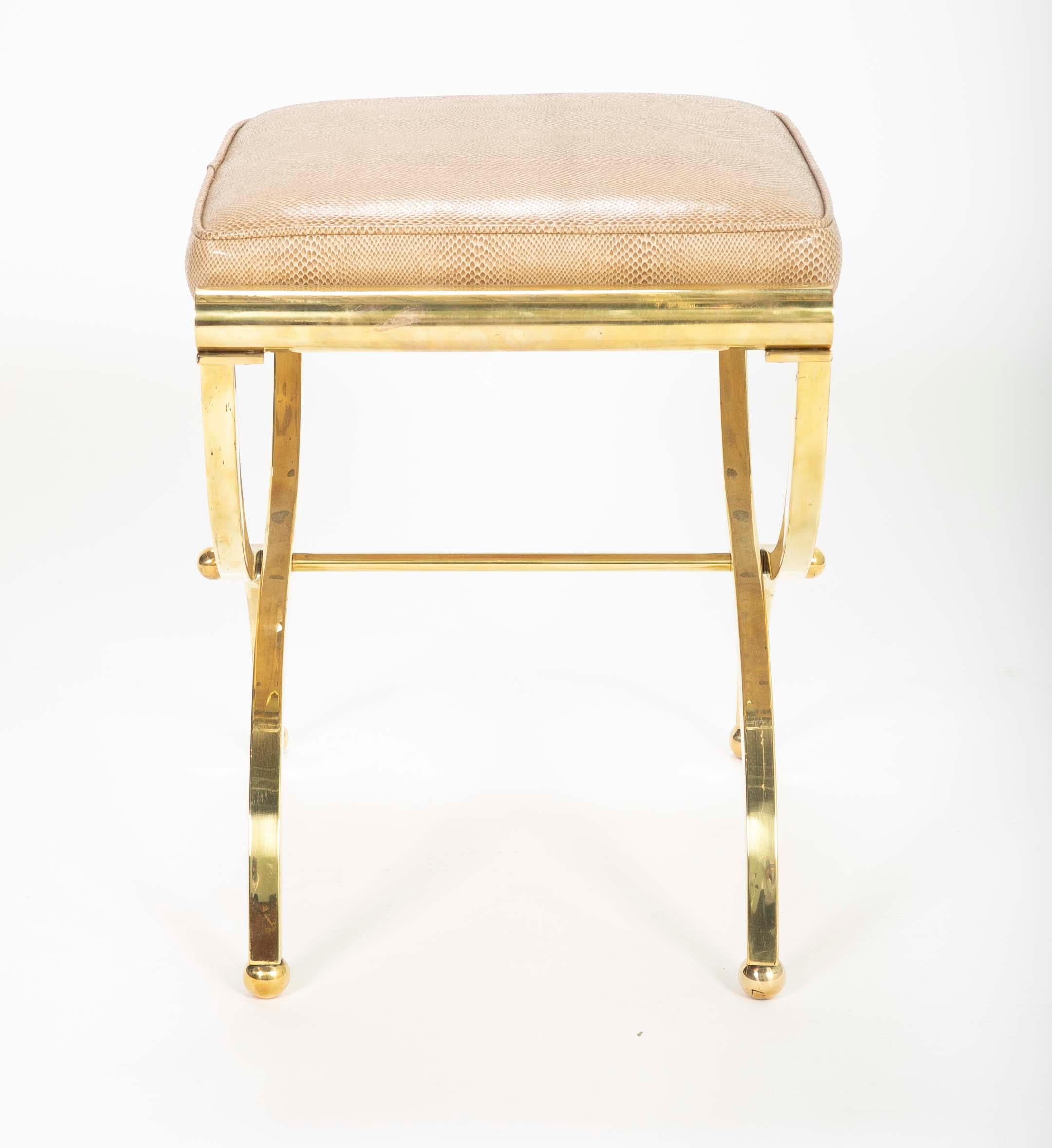 Brass Stool in the Manner of Billy Haines by Jebejian Brothers 4