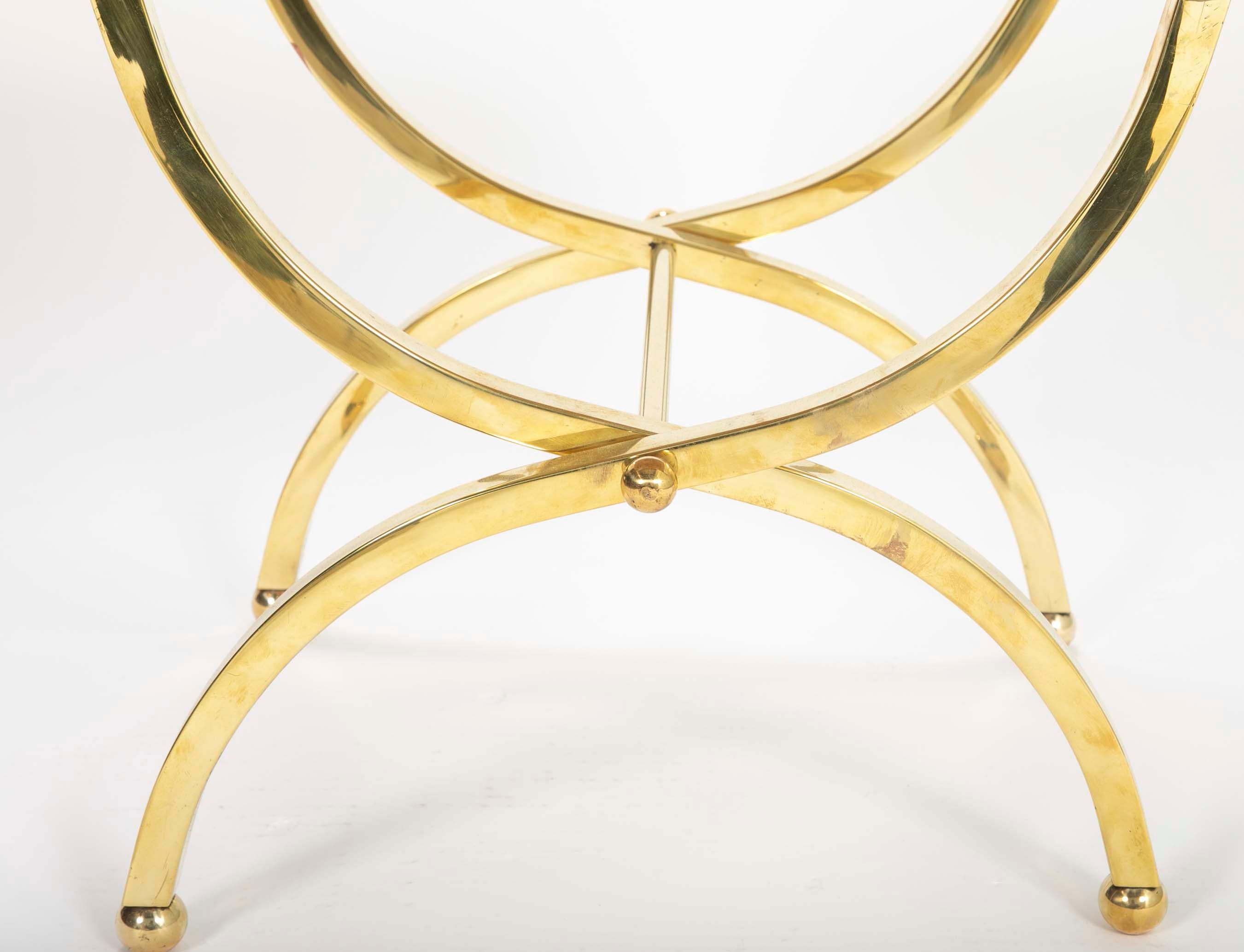 American Brass Stool in the Manner of Billy Haines by Jebejian Brothers