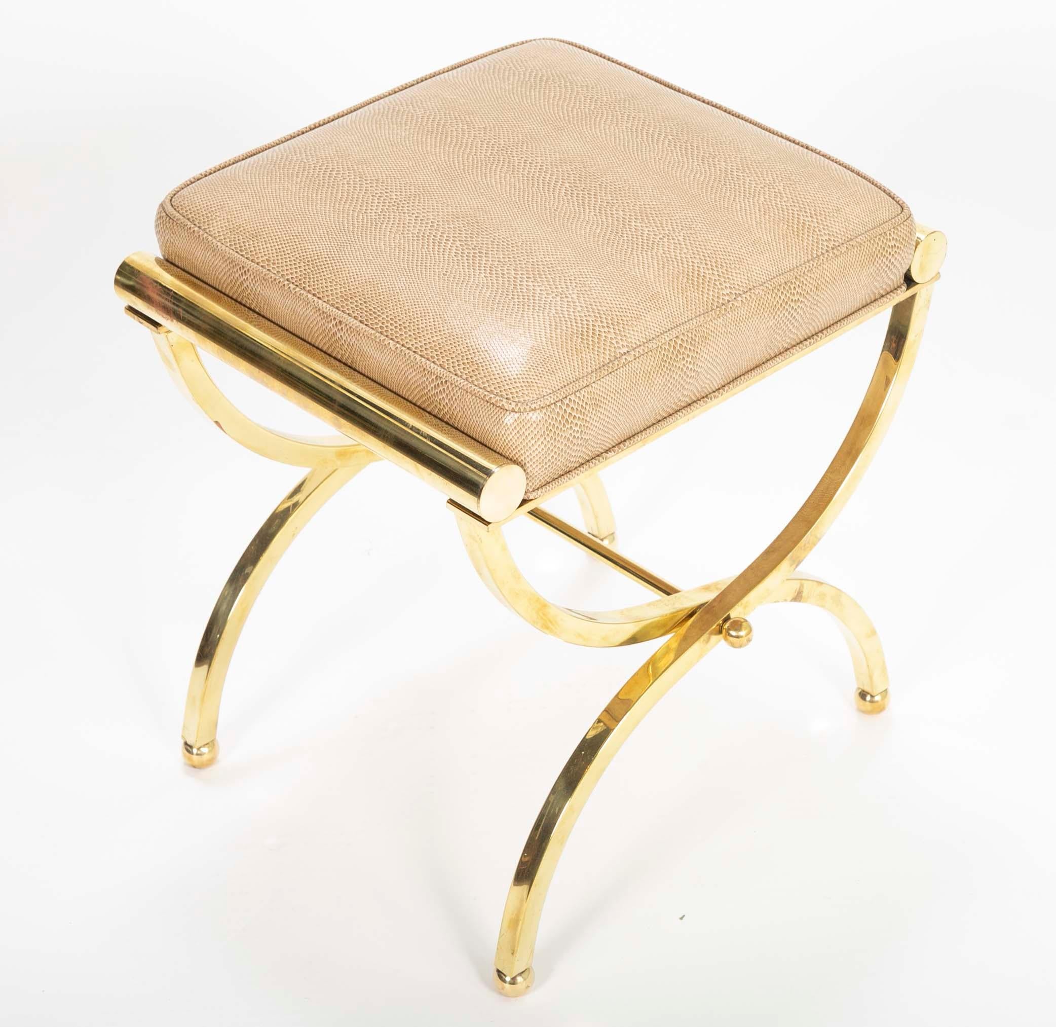 Brass Stool in the Manner of Billy Haines by Jebejian Brothers 1