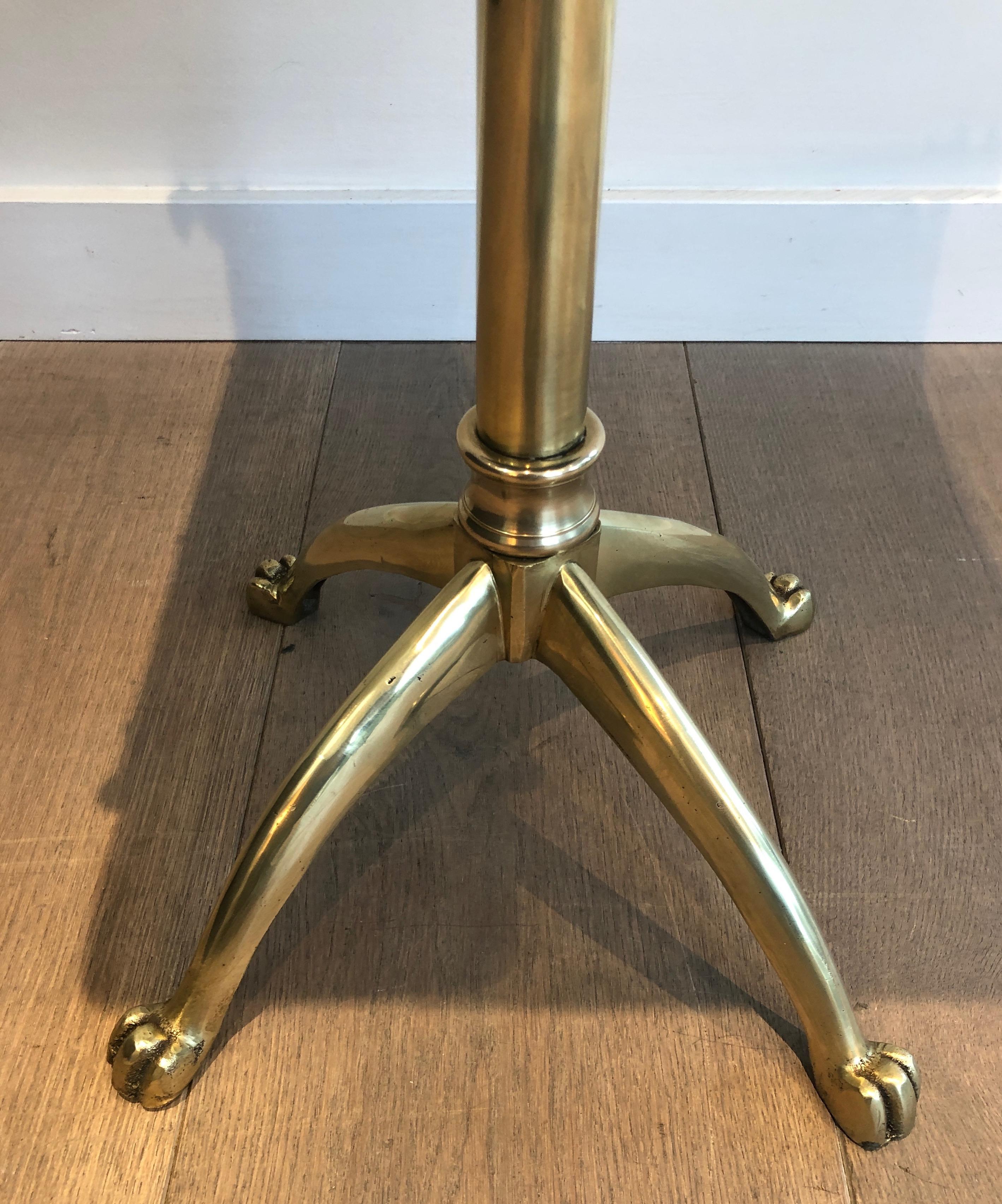 Brass Stool with Claw Feet and Leather Seat For Sale 5