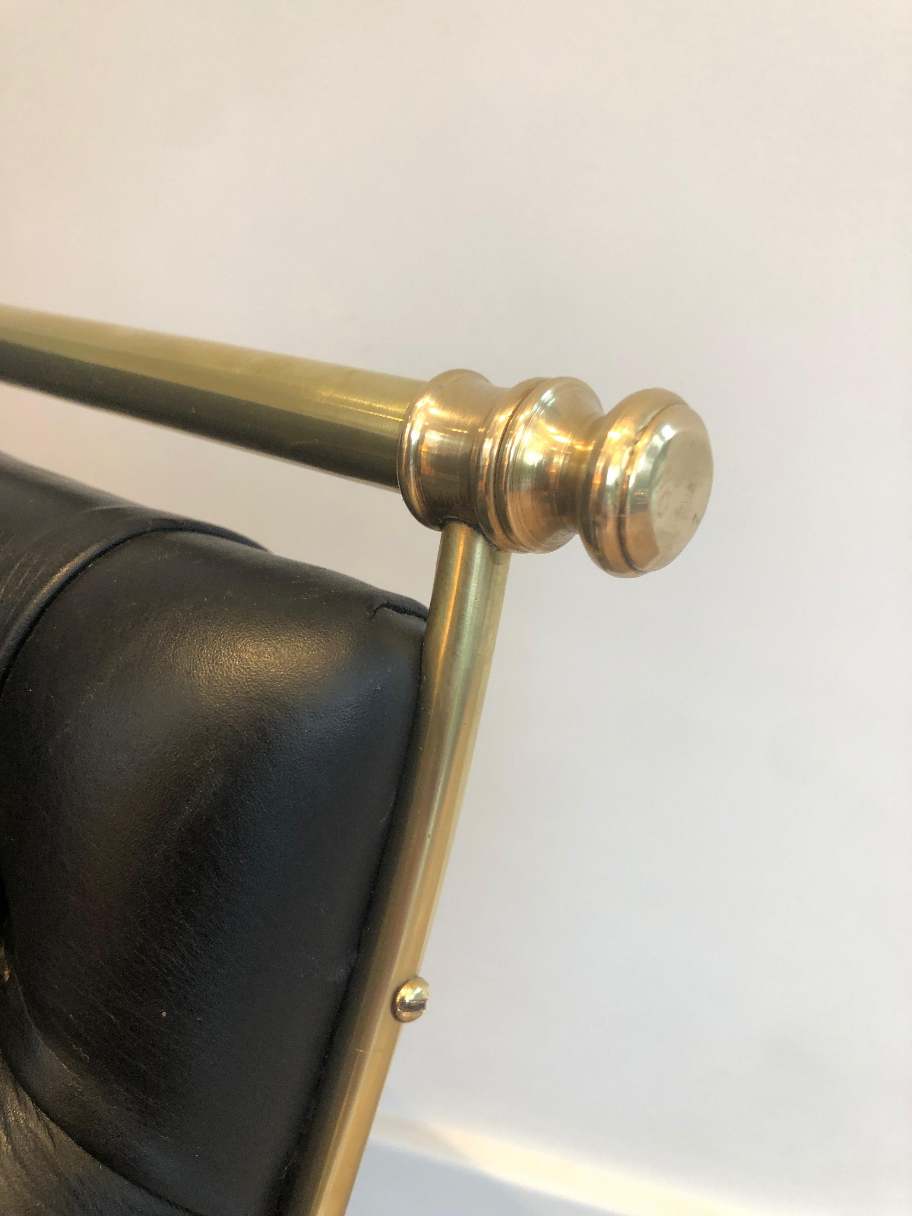 Brass Stool with Claw Feet and Leather Seat For Sale 13