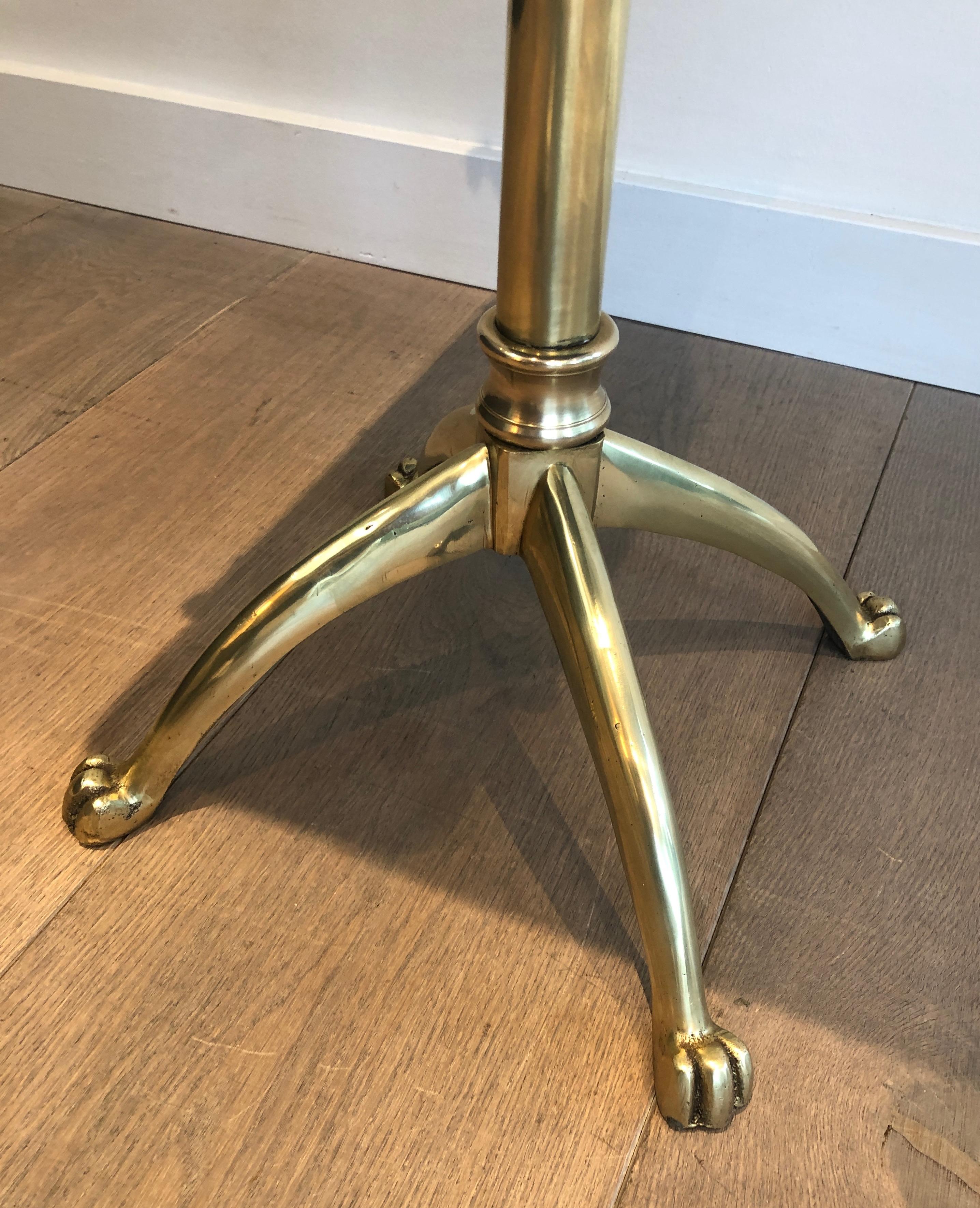Brass Stool with Claw Feet and Leather Seat For Sale 14