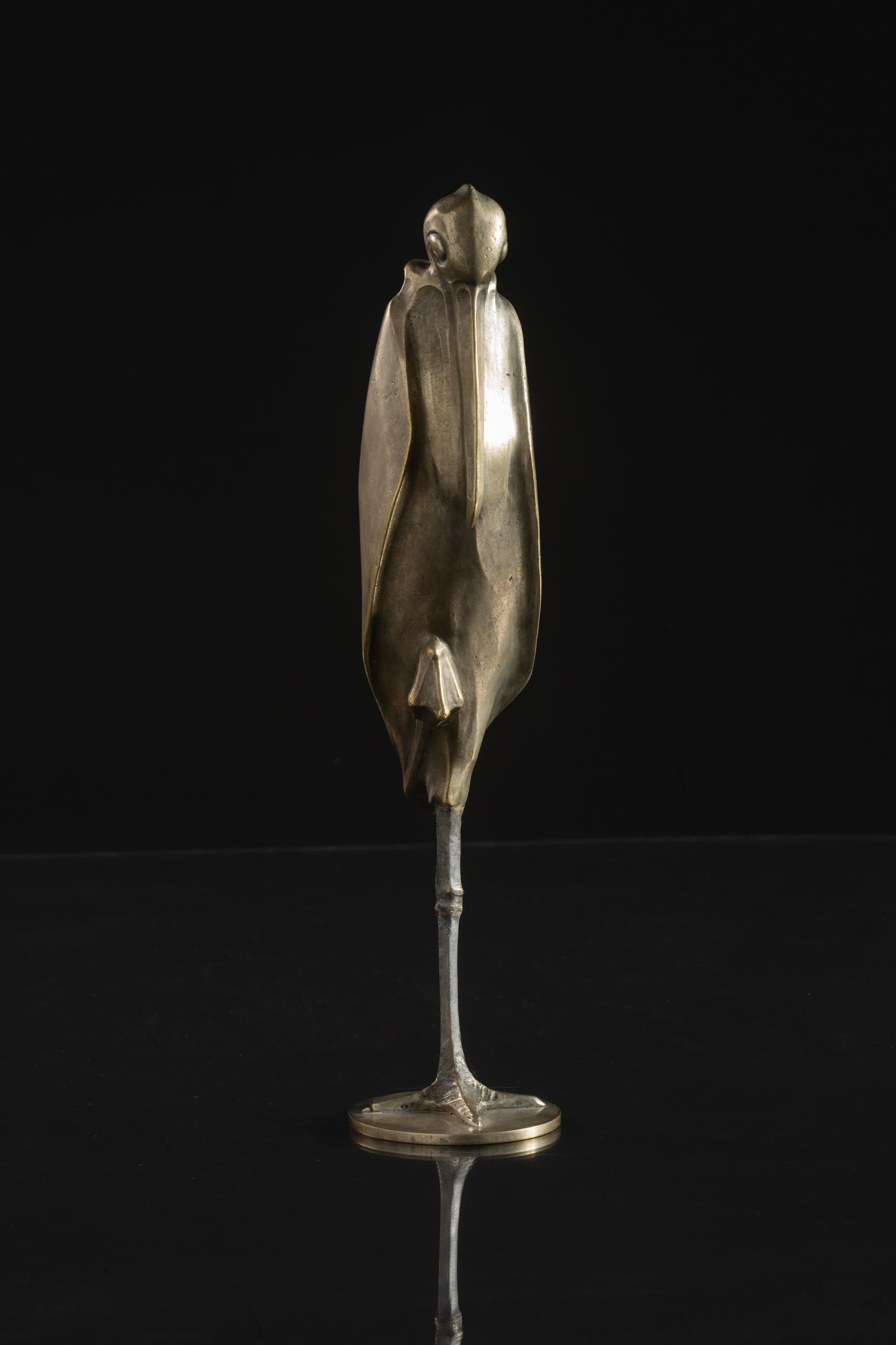 Art Nouveau Scultura di cicogna in ottone di Karl Hagenauer per Werkstatte Hagenauer Wein in vendita