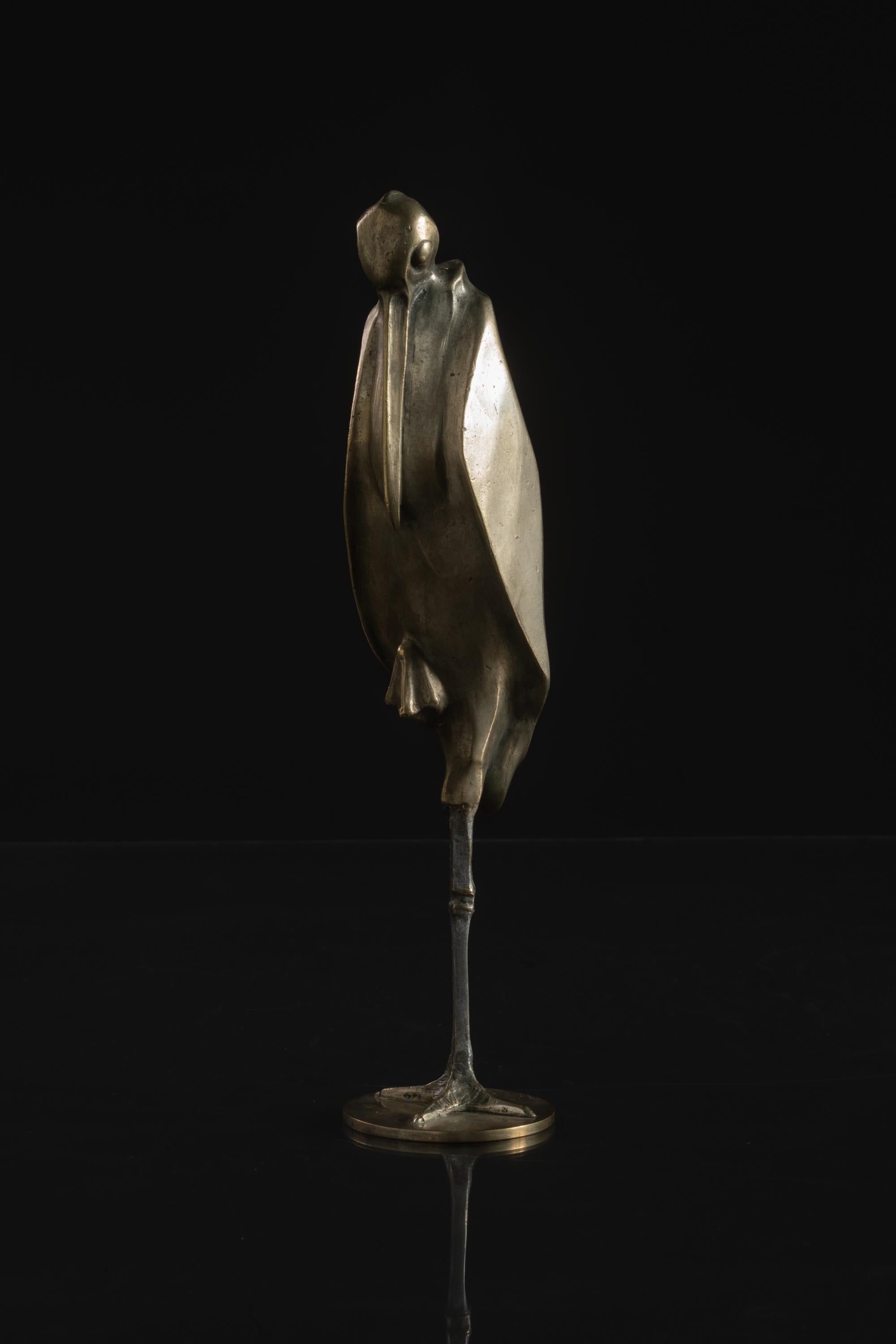 Austriaco Scultura di cicogna in ottone di Karl Hagenauer per Werkstatte Hagenauer Wein in vendita