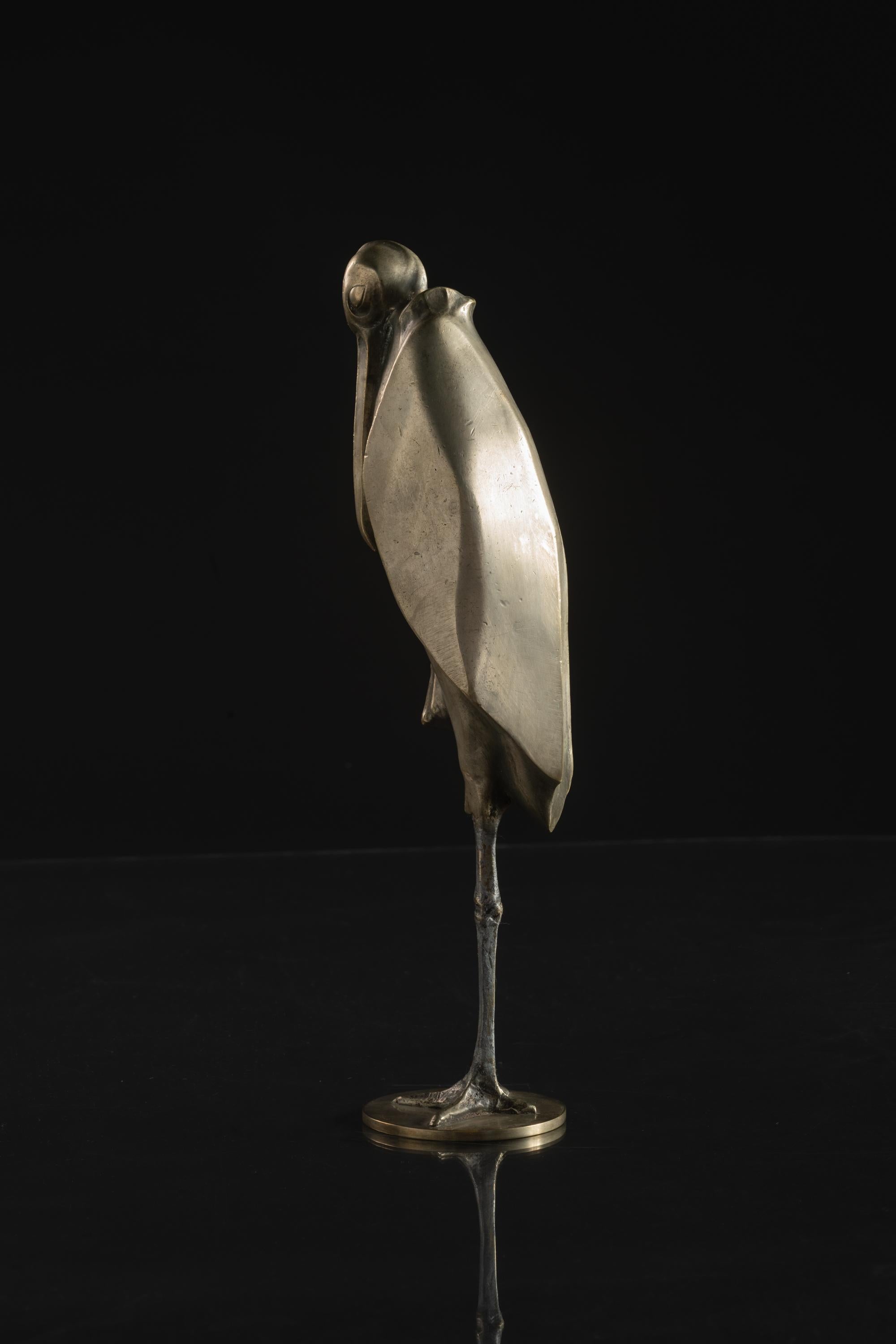 Inizio XX secolo Scultura di cicogna in ottone di Karl Hagenauer per Werkstatte Hagenauer Wein in vendita