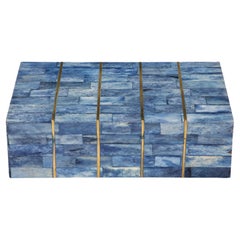 Brass Stripe Inlay Blue Bone Box