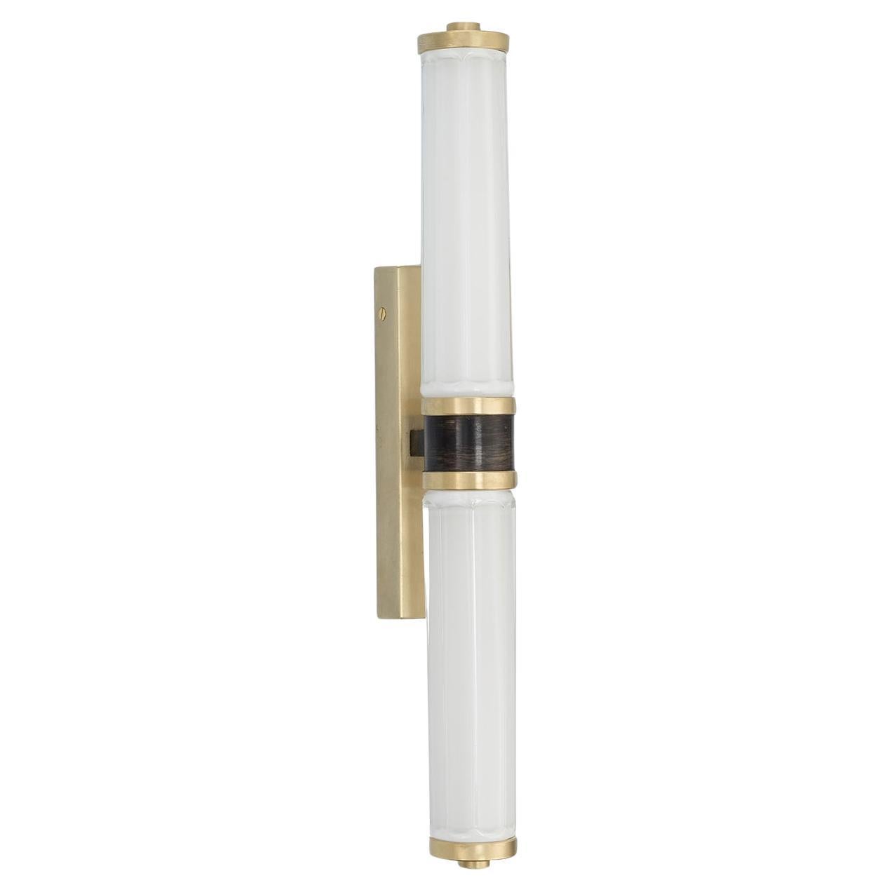 Brass Structure and Glass Wall Light by Bronzetto