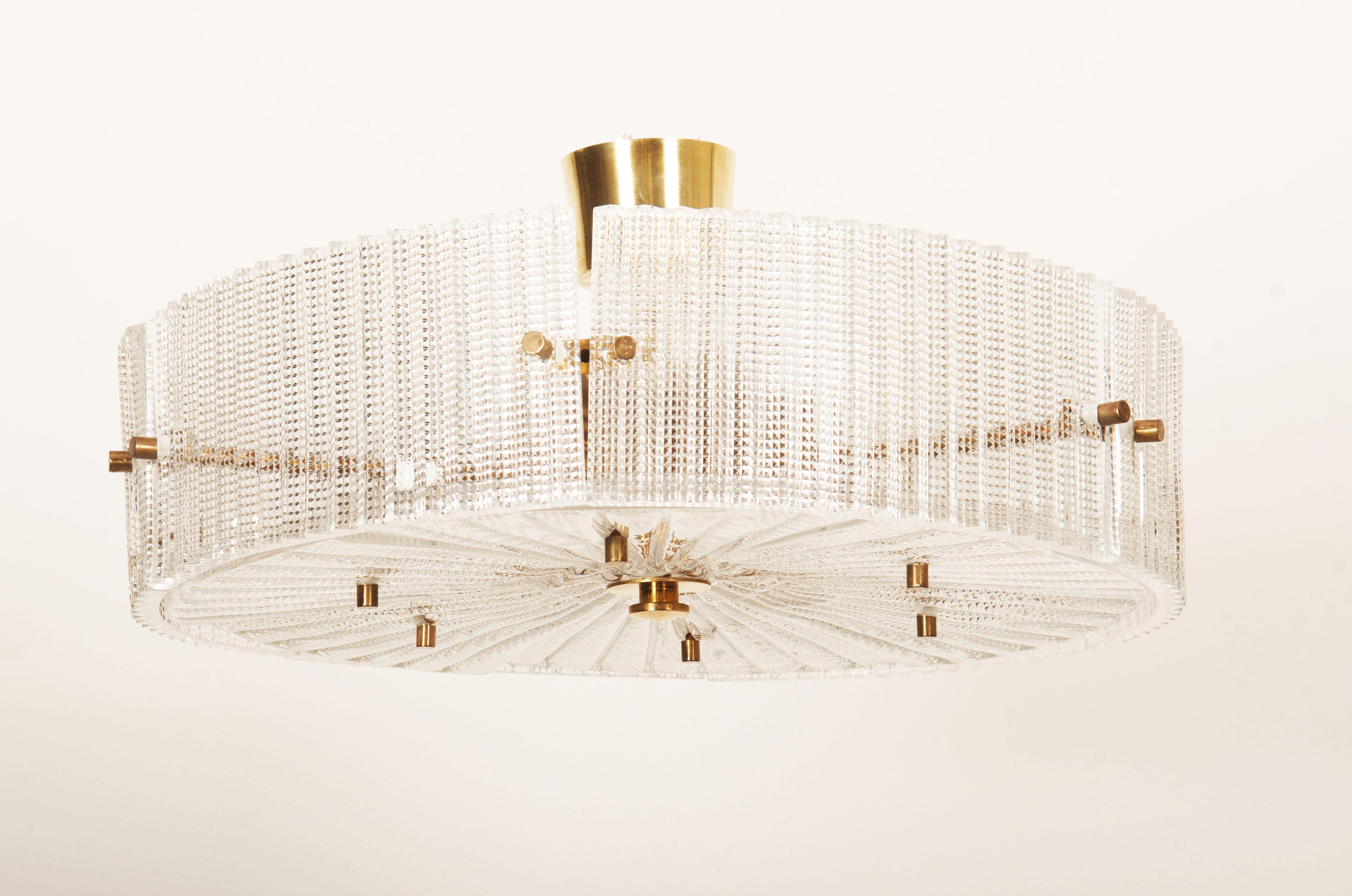Pendentif en verre structuré en laiton de Carl Fagerlund pour Orrefors en vente 1