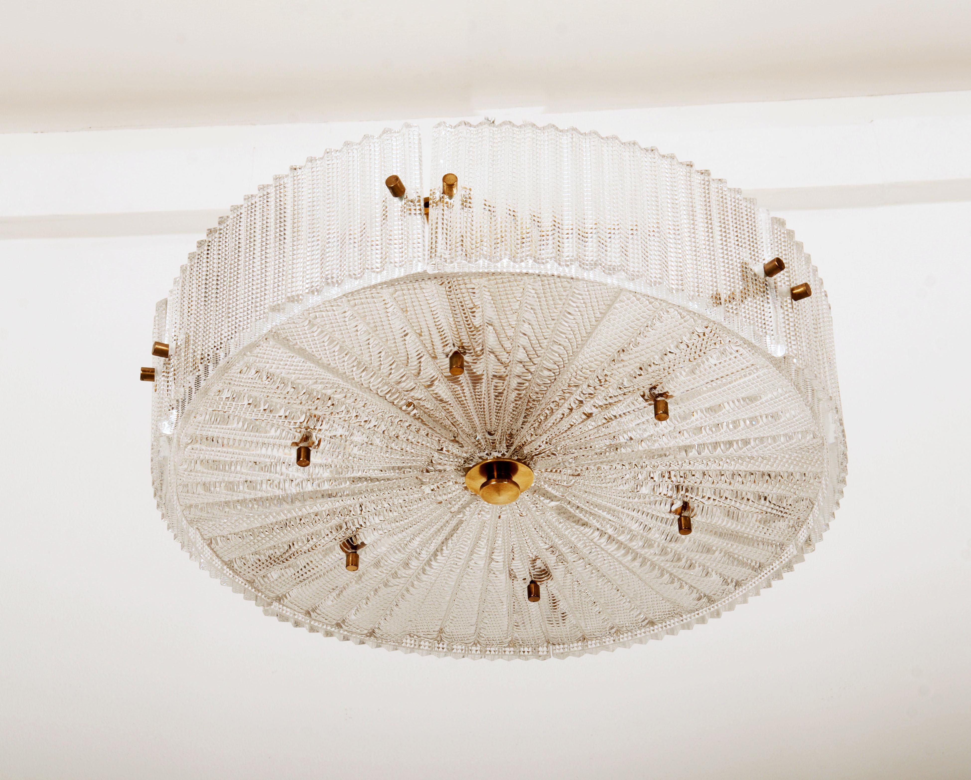Pendentif en verre structuré en laiton de Carl Fagerlund pour Orrefors en vente 2