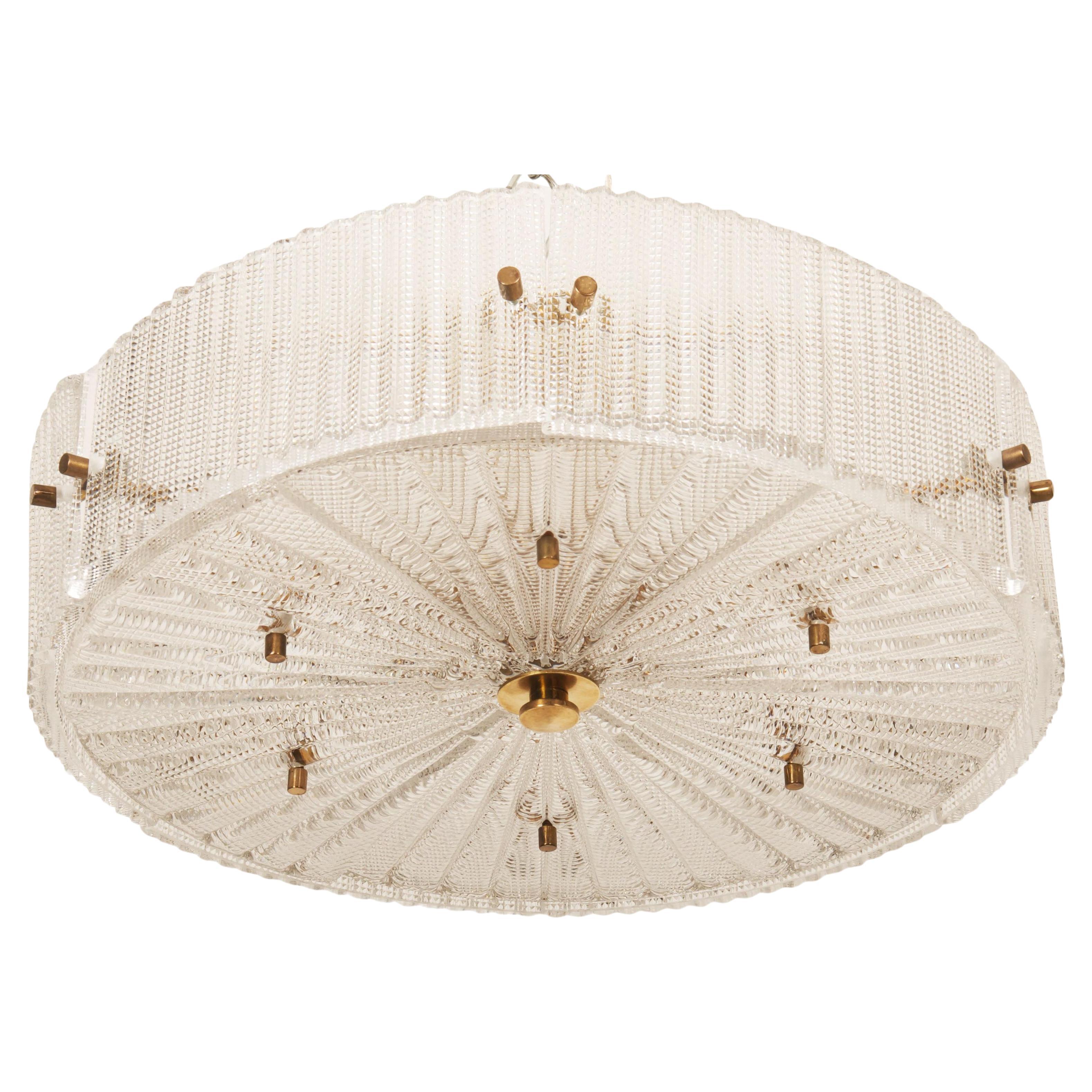 Brass Structured Glass Pendant by Carl Fagerlund for Orrefors