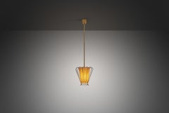 Brass Structured Hanging Lamp with Organic Lacing, Sweden 1960s