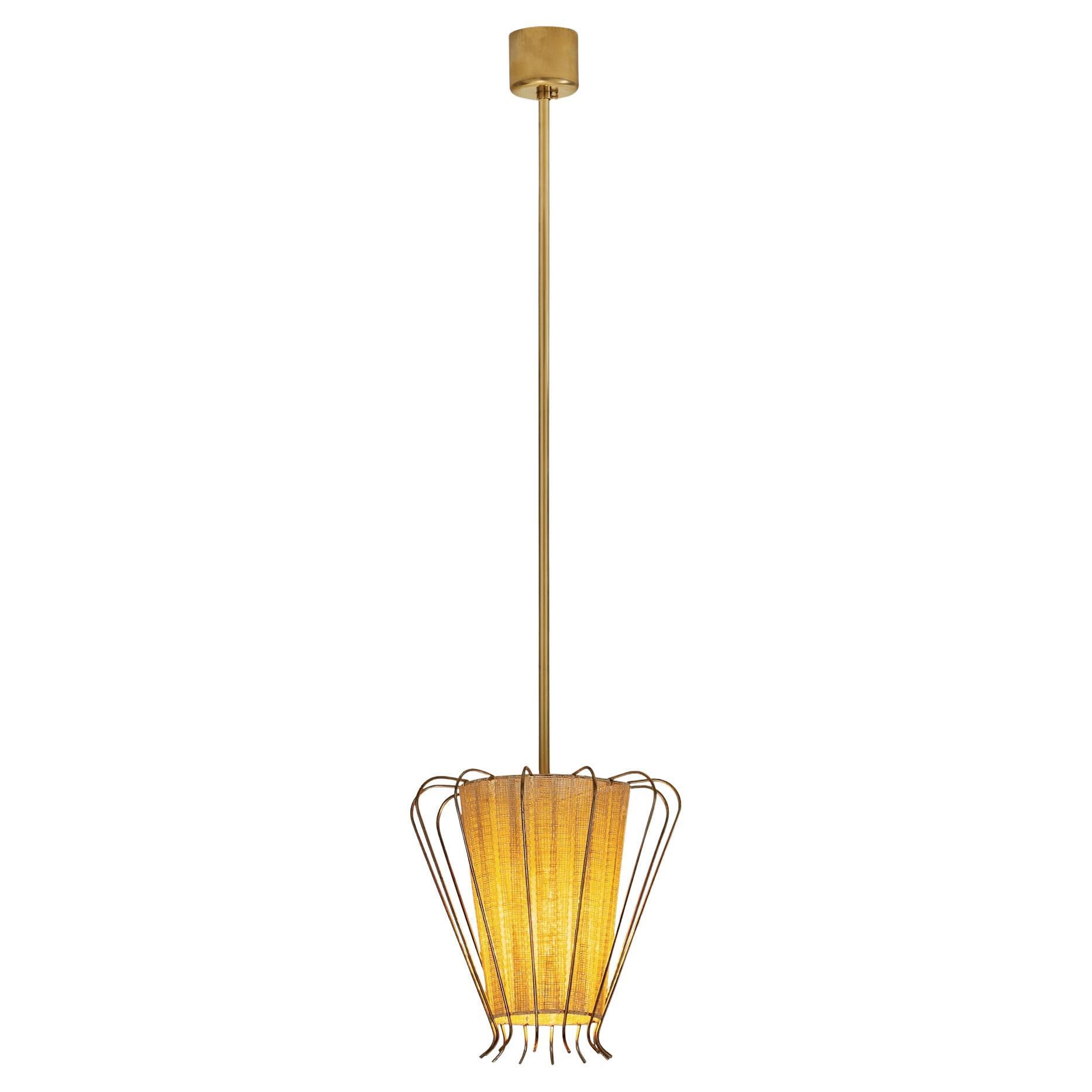 Brass Structured Hanging Lamp with Organic Lacing, Sweden 1960s