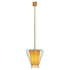 Lampe suspendue structurée en laiton avec laçage organique, Suède, années 1960
