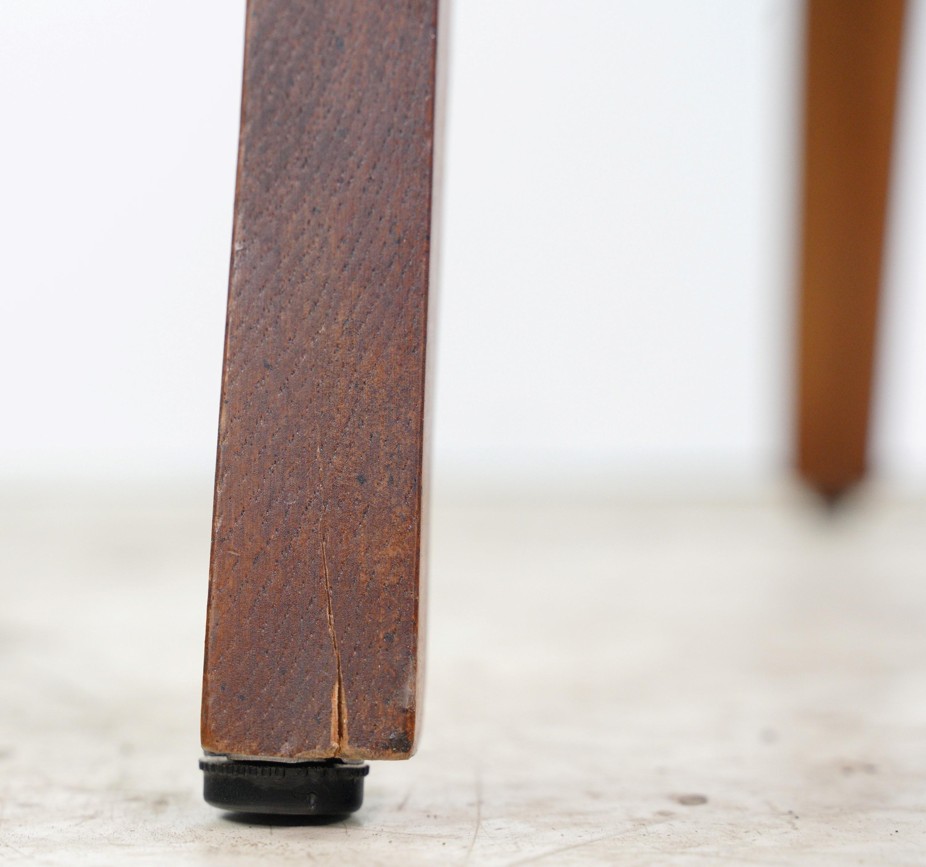 Brass Studded Brown Vinyl + Wood Office Arm Chair 3