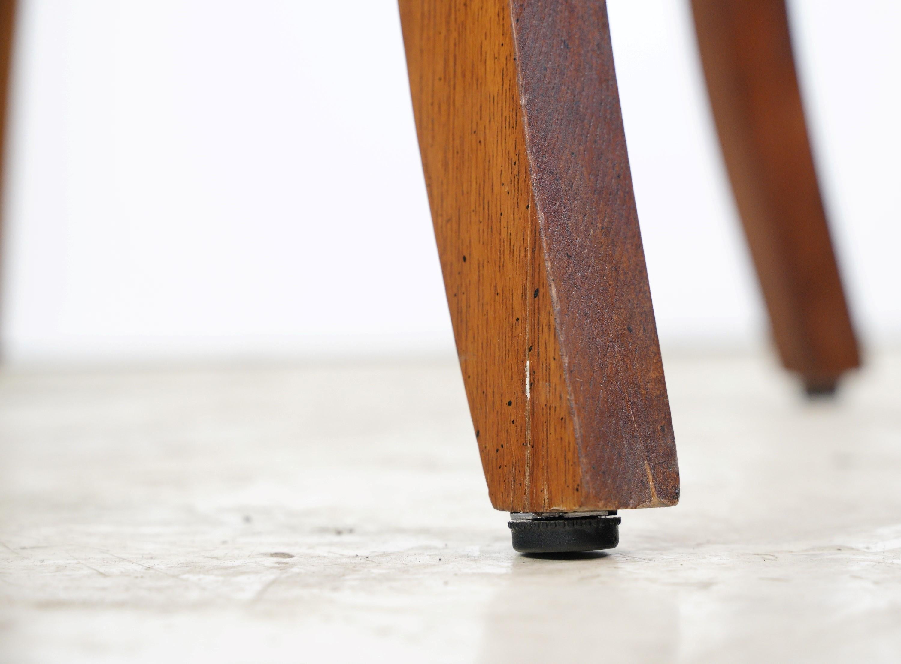 Brass Studded Brown Vinyl + Wood Office Arm Chair 2