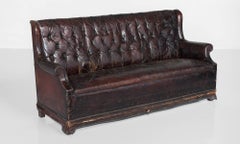 Brass Studded Leather Club Sofa, England, circa 1860