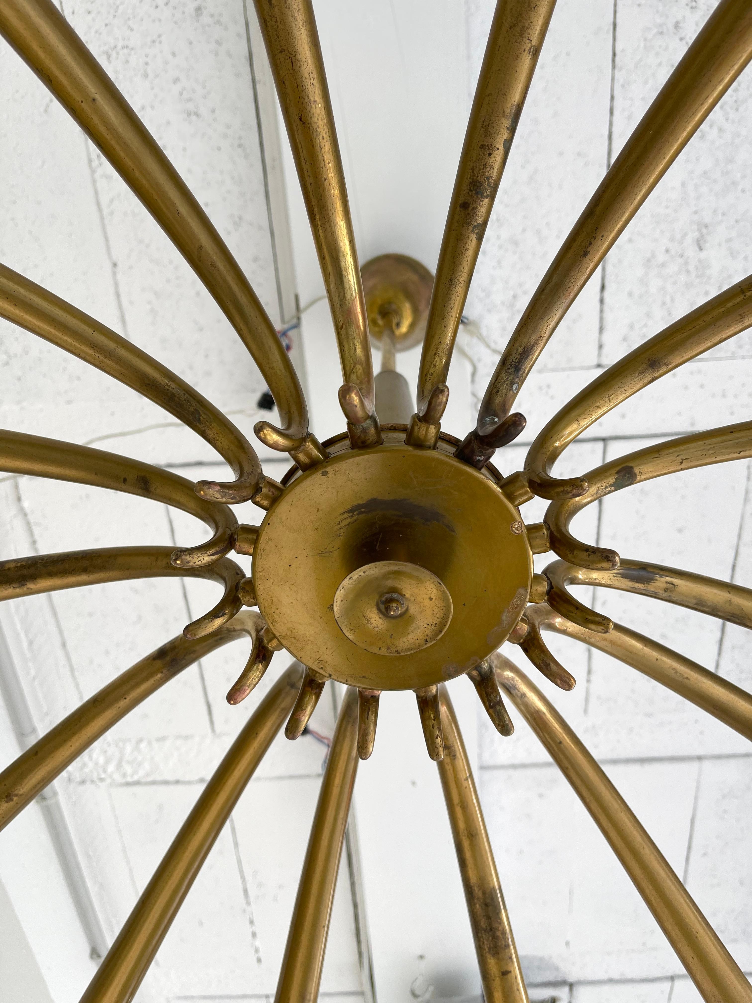 Brass Sun Chandelier by Guglielmo Ulrich, Italy, 1960s 1