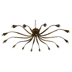 Brass Sun Chandelier, Italy, 1960s