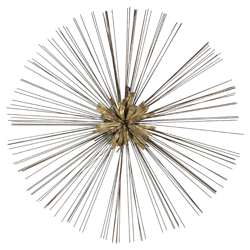 Brass Sunburst Wall Sculpture in the Manner of Curtis Jeré For Sale