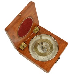 Used French Brass Sundial in its original Oak Wooden Box Made in the Mid-19th Century