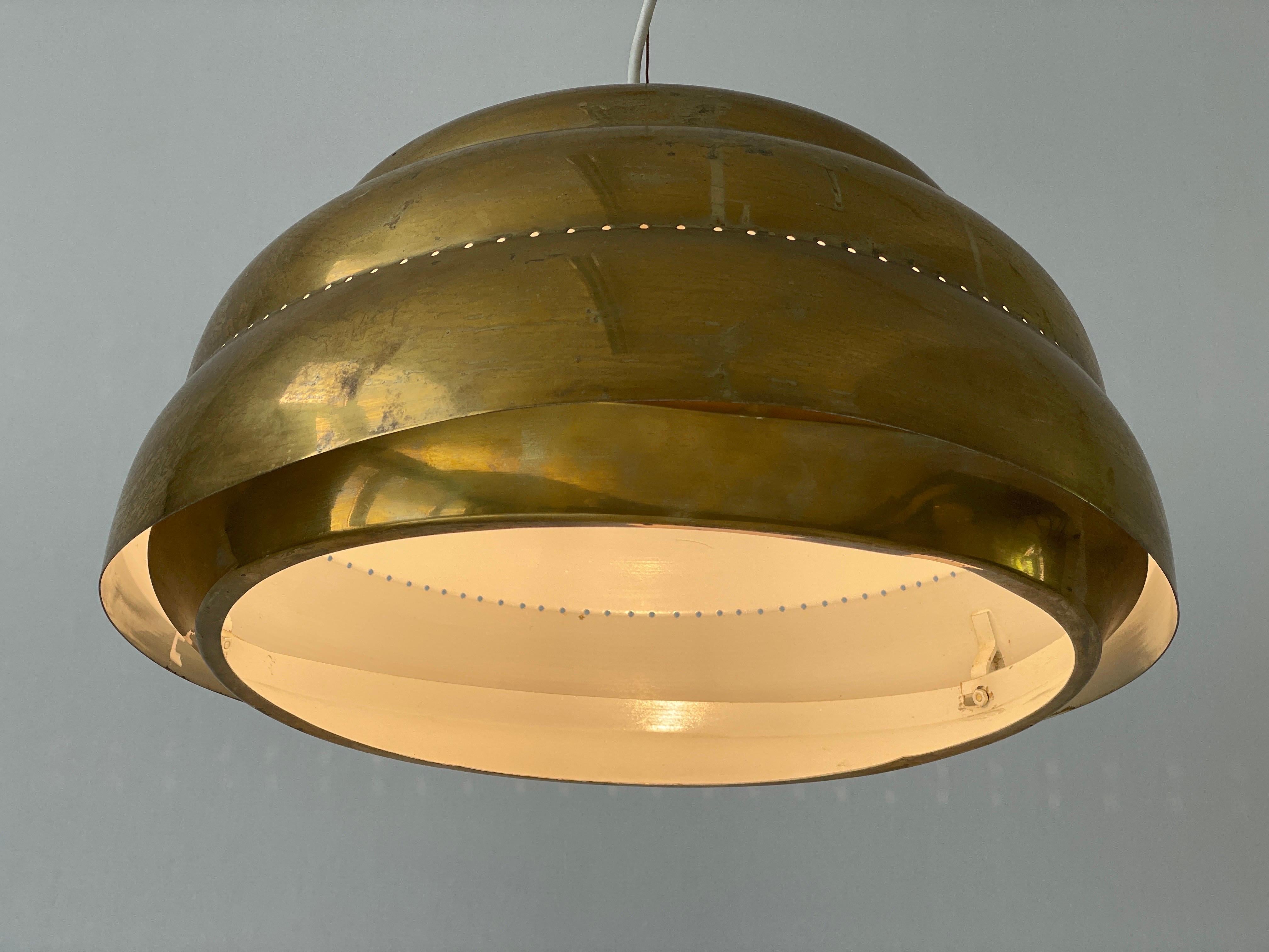 Brass Suspension Pendant Lamp In the Style of Paavo Tynell, 1960s, Finland For Sale 8