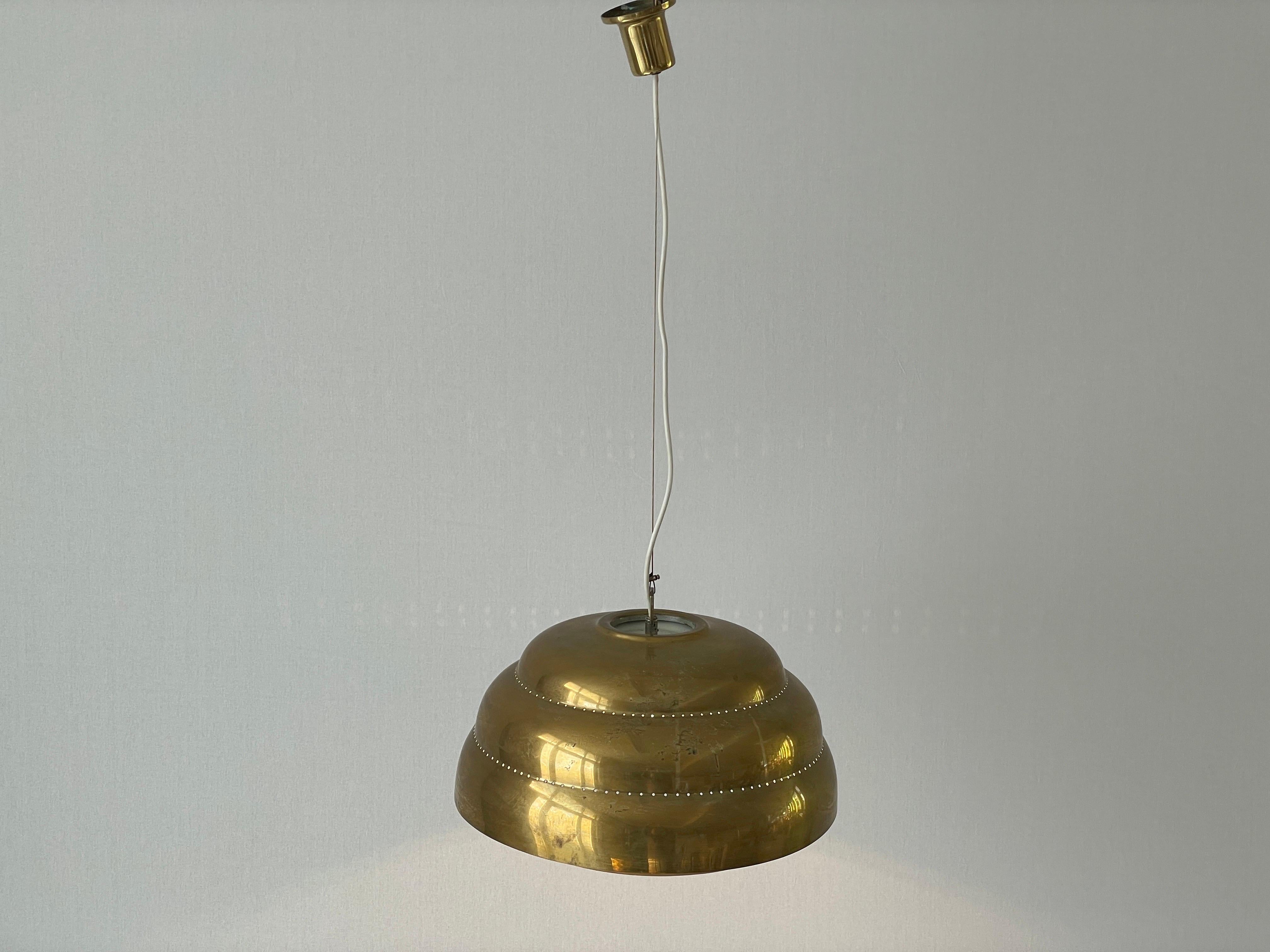 Finnish Brass Suspension Pendant Lamp In the Style of Paavo Tynell, 1960s, Finland For Sale