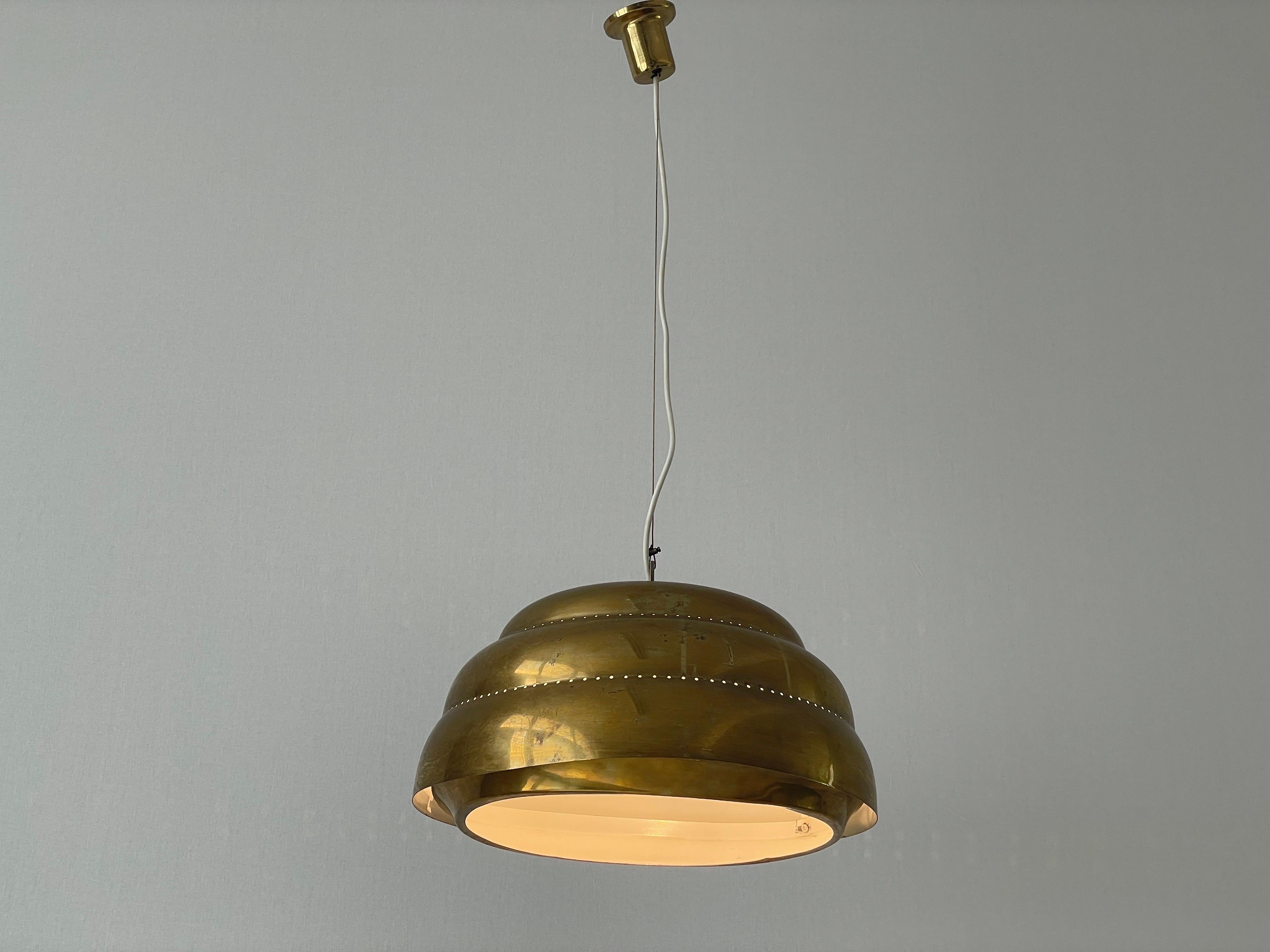 Brass Suspension Pendant Lamp In the Style of Paavo Tynell, 1960s, Finland In Good Condition For Sale In Hagenbach, DE