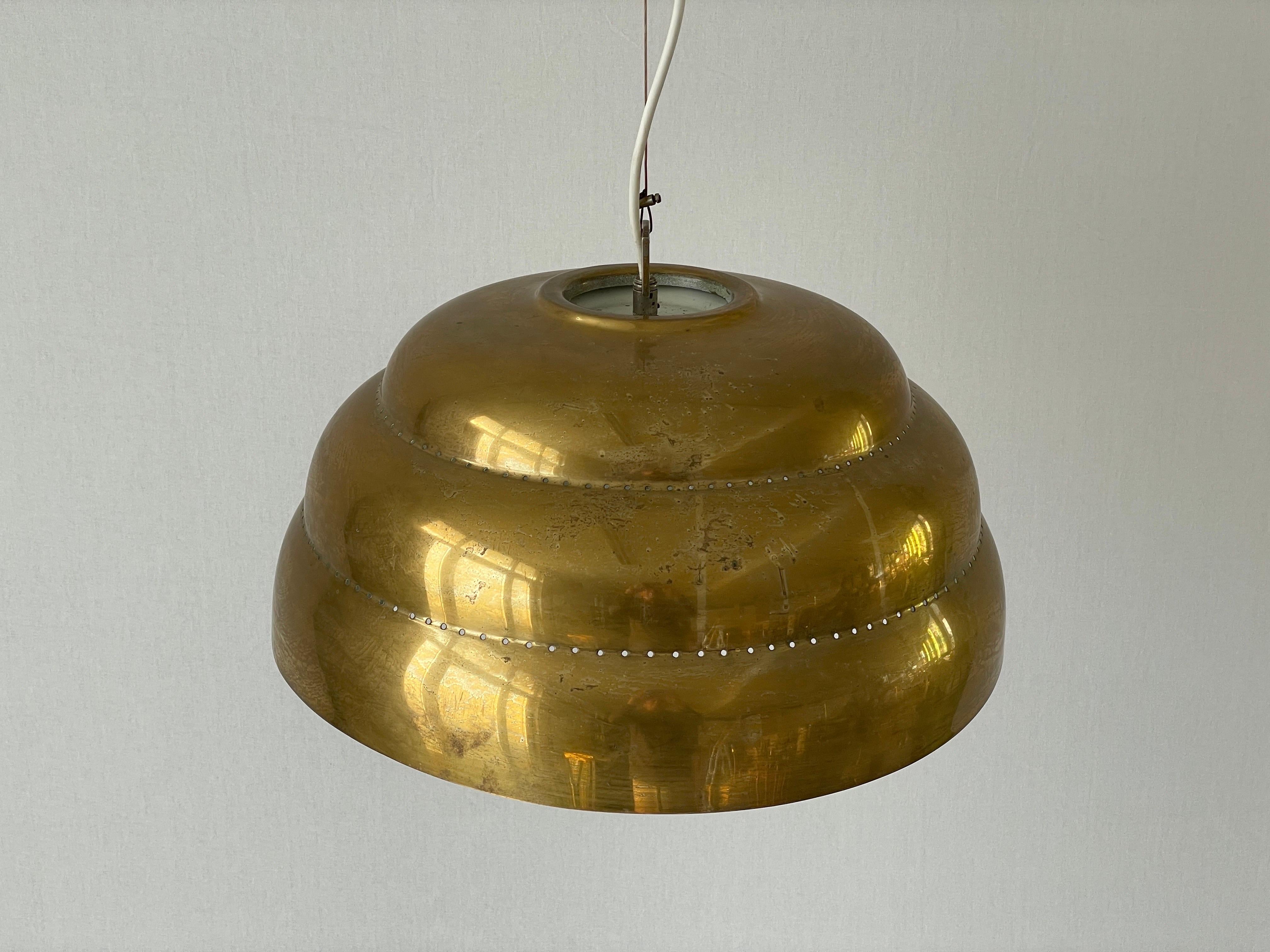 Mid-20th Century Brass Suspension Pendant Lamp In the Style of Paavo Tynell, 1960s, Finland For Sale