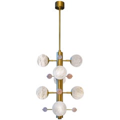 Hängeleuchte aus Messing mit Alabasterkugeln und Quarz von Glustin Luminaires, Kreation