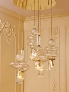Brass suspension with blown Murano glass by Studio Glustin