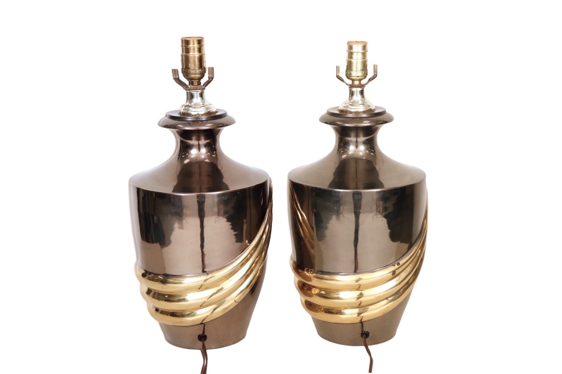 Brass Swag Table Lamps , a Pair For Sale 3
